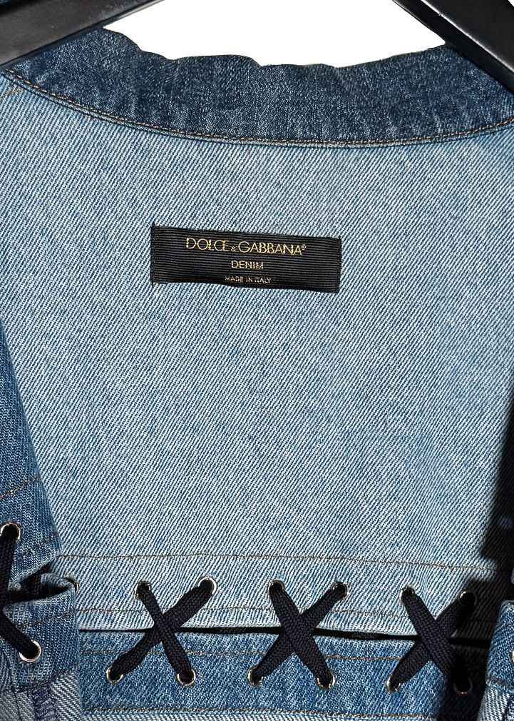 Dolce & Gabbana Dolce & Gabbana Blue Denim Patchwork Laced-up Shirt Jacket Size M / US 6-8 / IT 42-44 - 3 Thumbnail