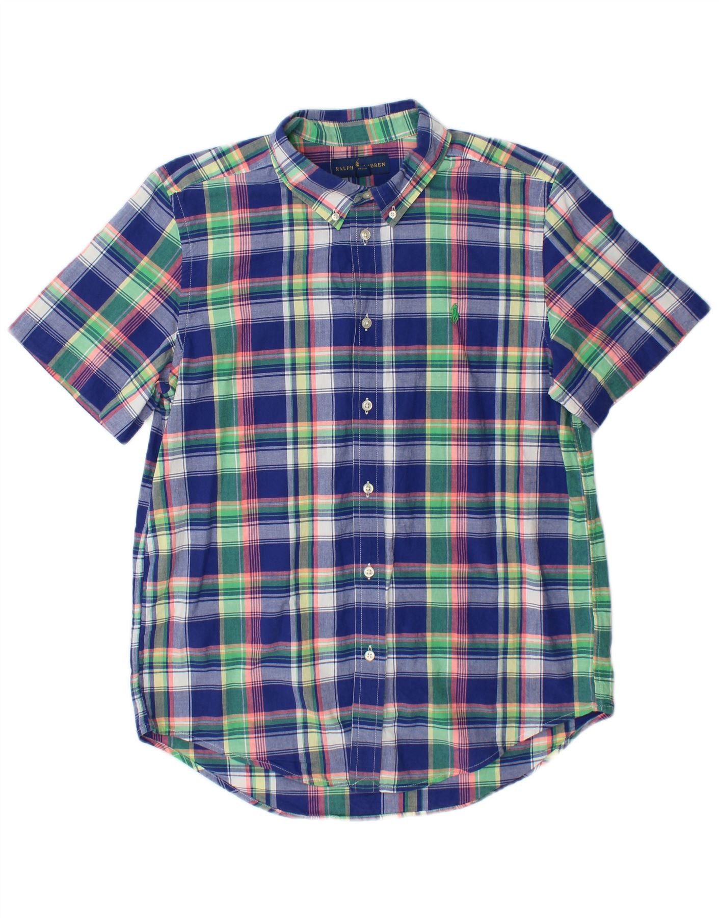 Ralph Lauren Boys Short Sleeve Flannel Shirt 15-16 Years XL Blue Check Size XL / US 12-14 / IT 48-50 - 1 Thumbnail
