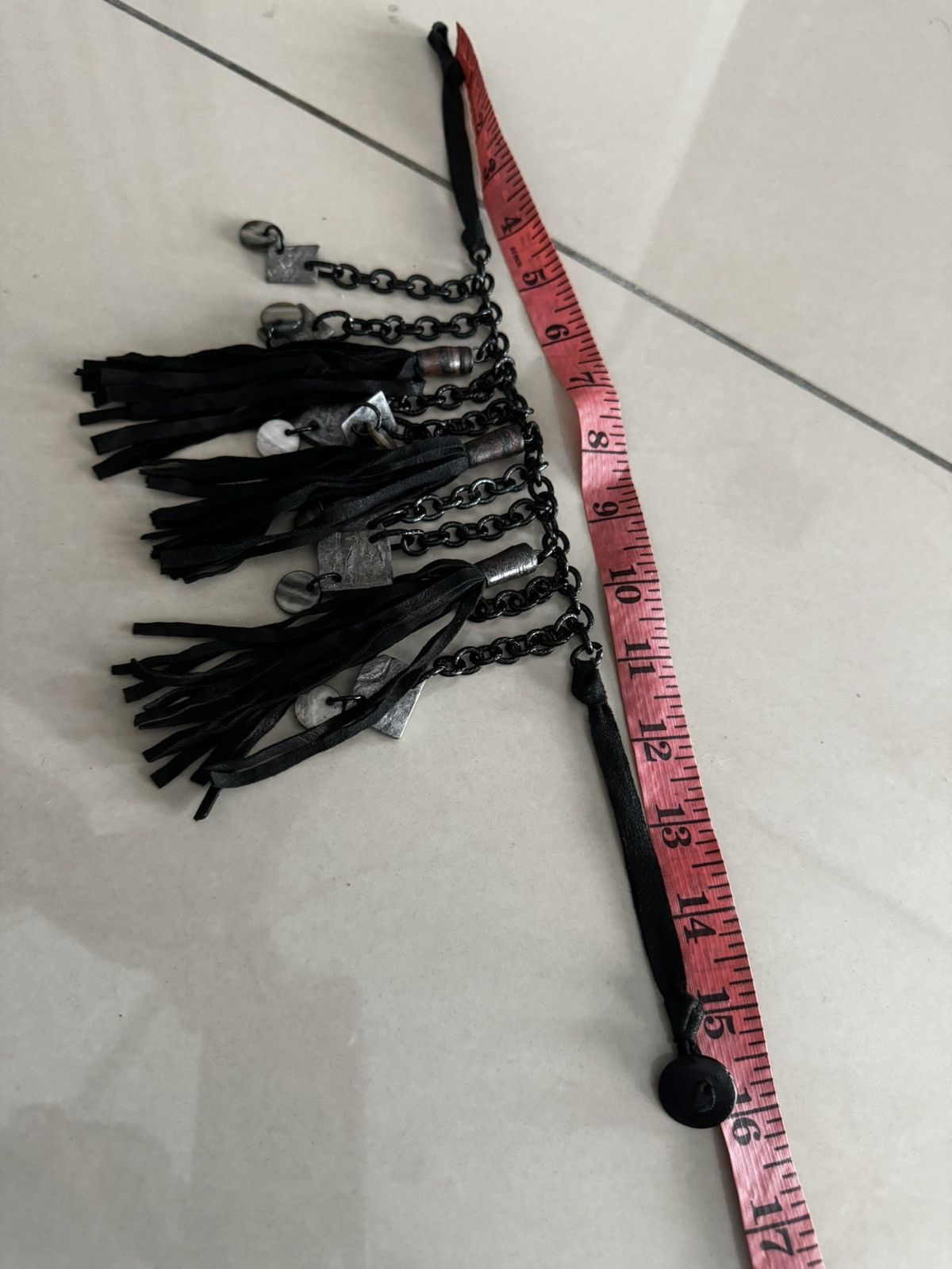 Designer × Jewelry × Vintage FRINGE LEATHER AND METAL CHAIN GYPSY NECKLACE Size ONE SIZE - 5 Thumbnail