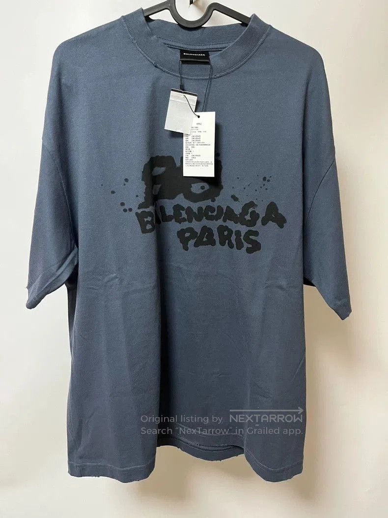 Balenciaga FW23 Blue Ink BB T-shirt.