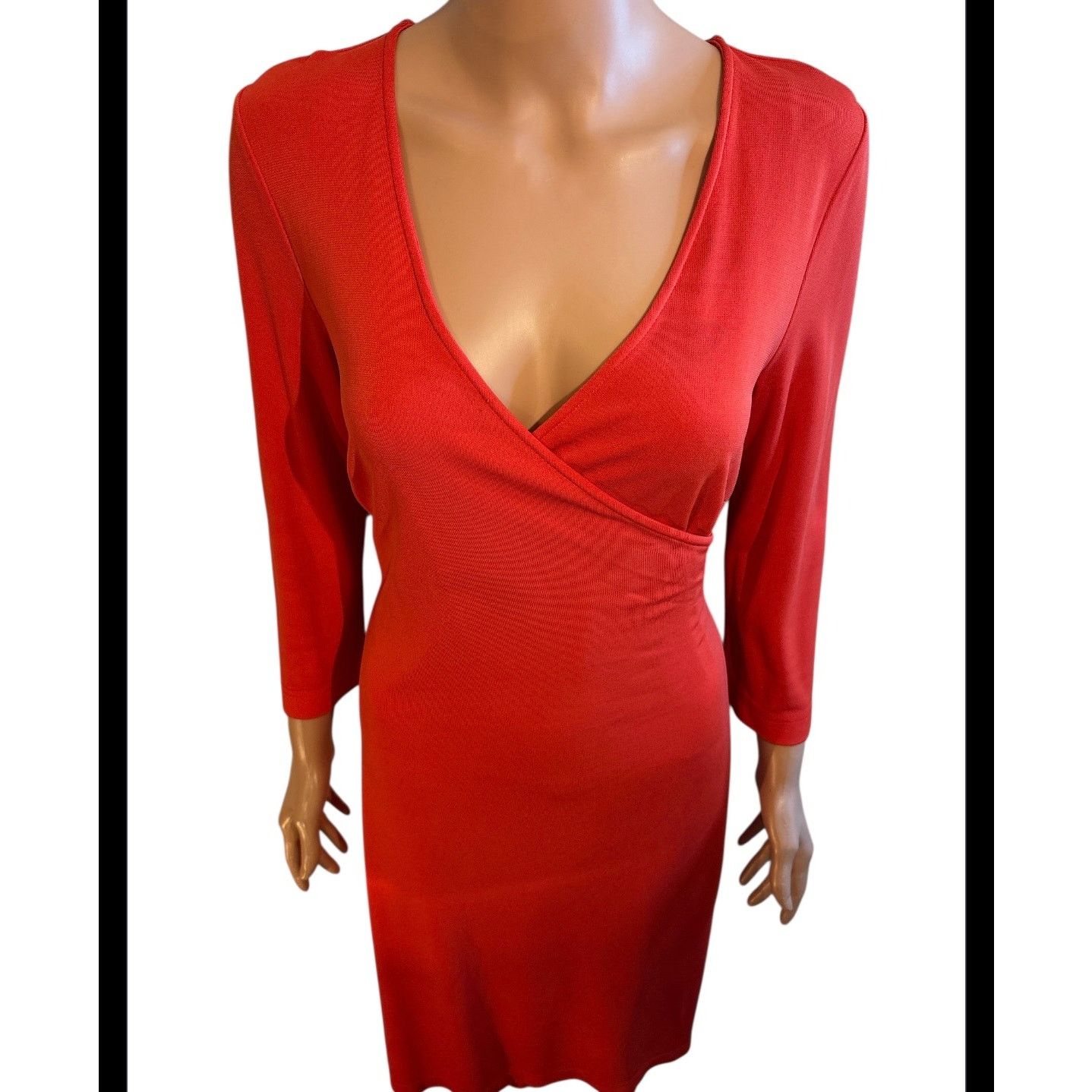 The Unbranded Brand Sutton Studio Red Knee-Length True Wrap Dress Size Large Size L / US 10 / IT 46 - 3 Thumbnail