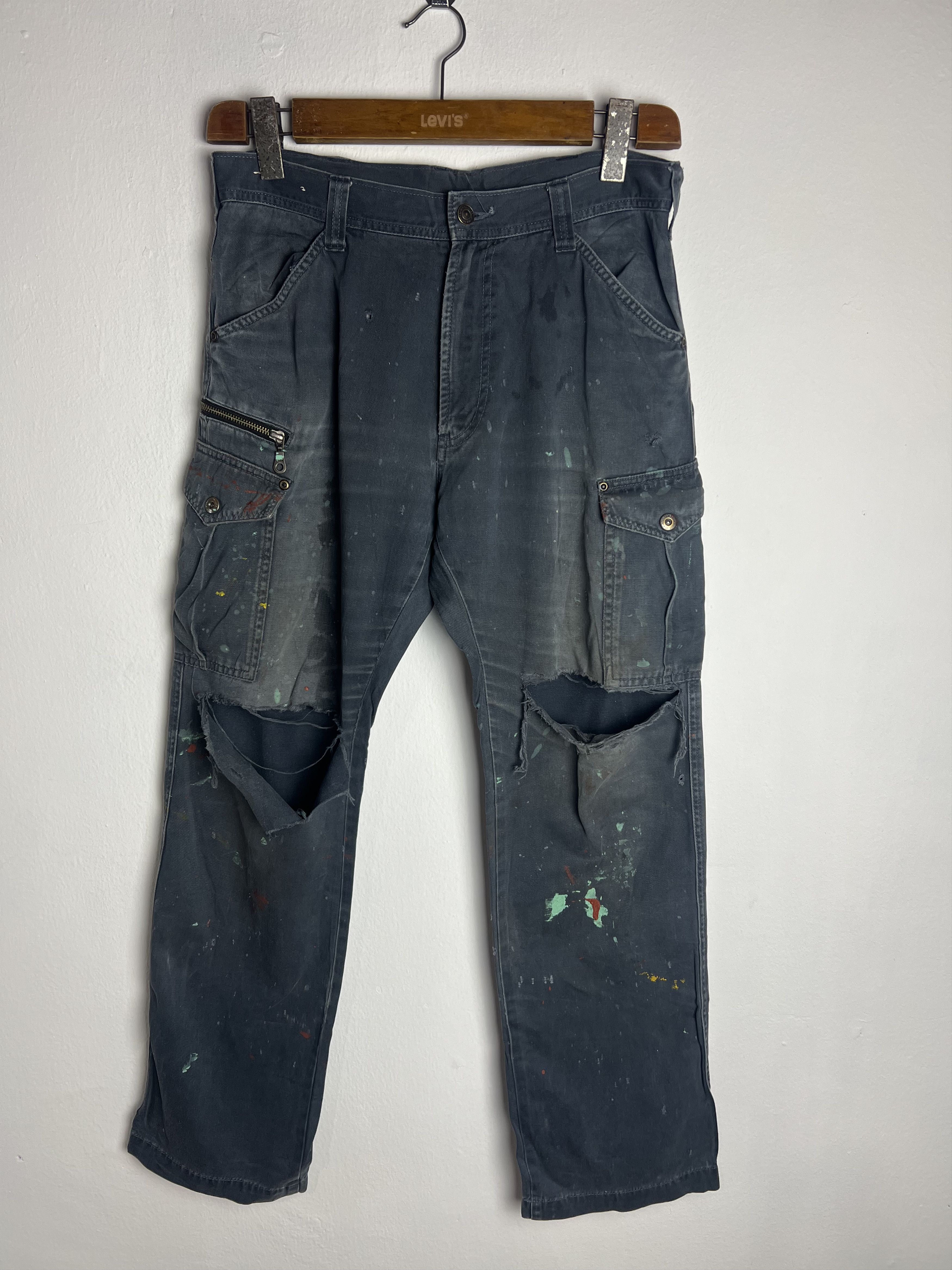 Seditionaries Distressed Paint Splatter Dirty Cargo Pant Size US 31 - 1 Thumbnail