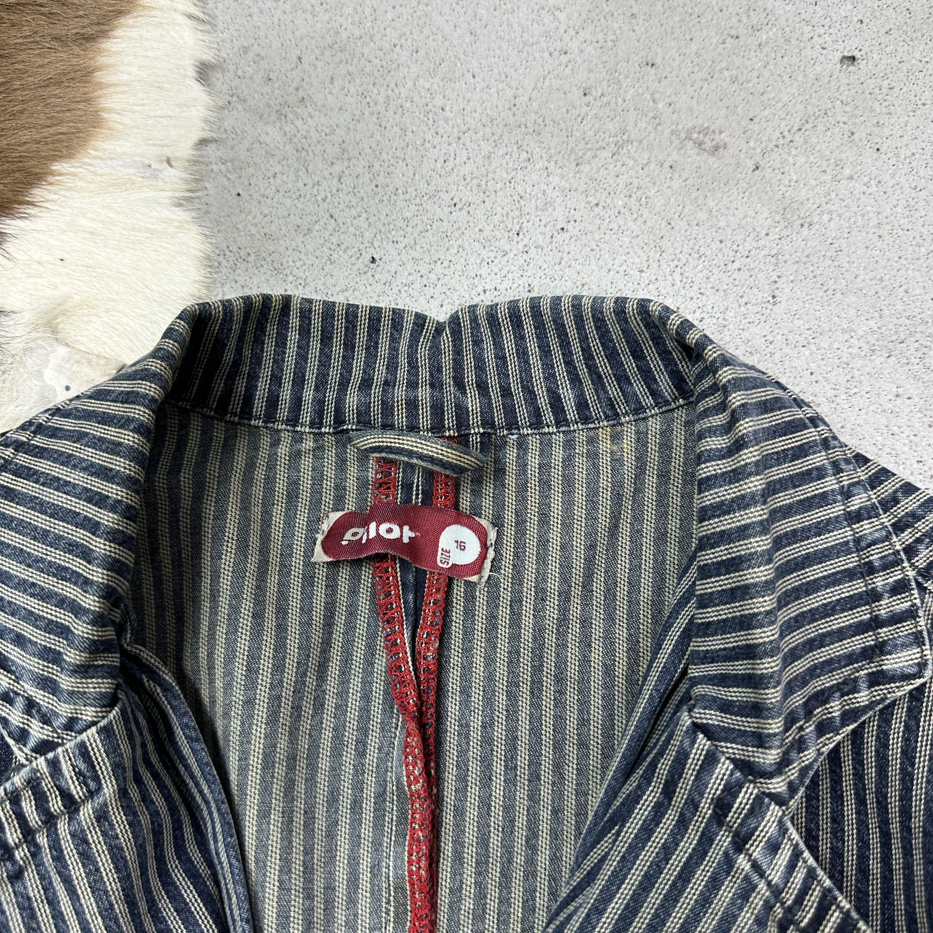 Vintage Vintage Striped Denim Washed Jeans Jacket / Blazer 00s Size L / US 10 / IT 46 - 4 Thumbnail