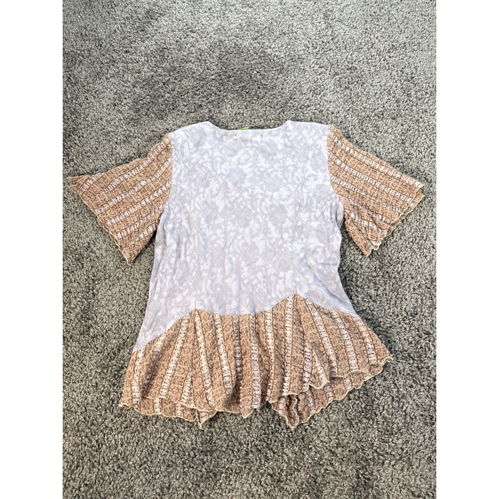 ALEXIS VTG Spencer Alexis Blouse Shirt Womens 10 Purple Floral Lace Boho Fairy 90s V-Neck Kimono Sleeve Chiffon Size L / US 10 / IT 46 - 5 Thumbnail