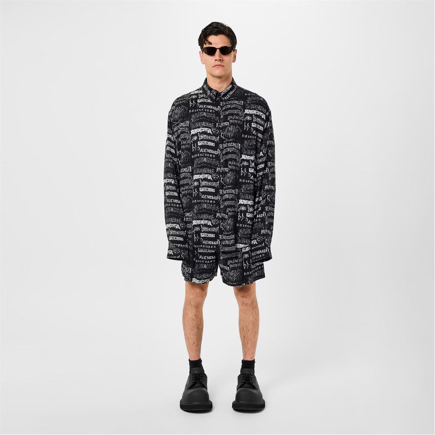 Balenciaga o1g2r1mq0226 Metal Pyjama Shorts In Black Size US 30 / EU 46 - 6 Thumbnail