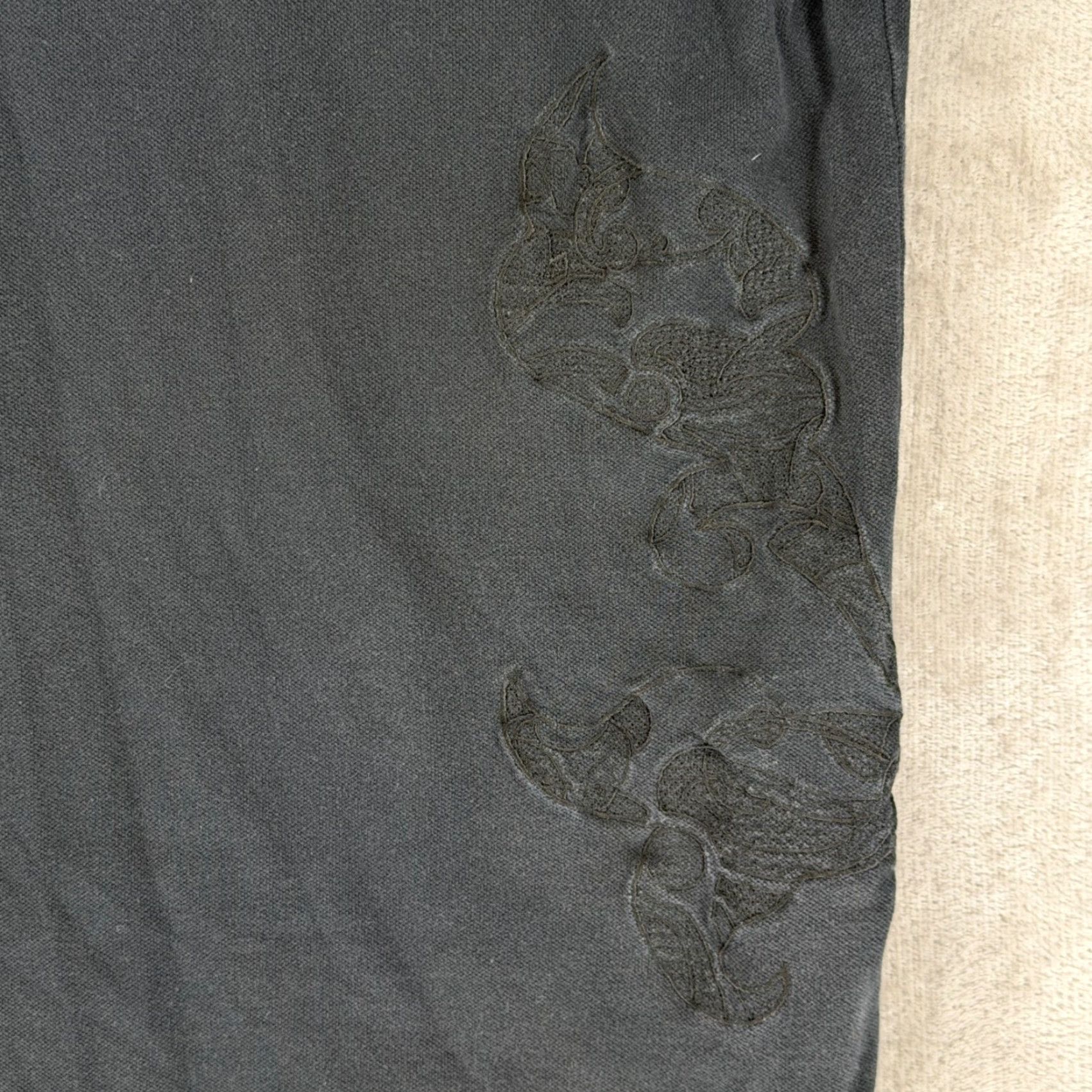 Robert Graham Robert Graham Mens Black Short Sleeve Polo Shirt Tonal Floral Embroidery 2XL Size US XXL / EU 58 / 5 - 7 Thumbnail