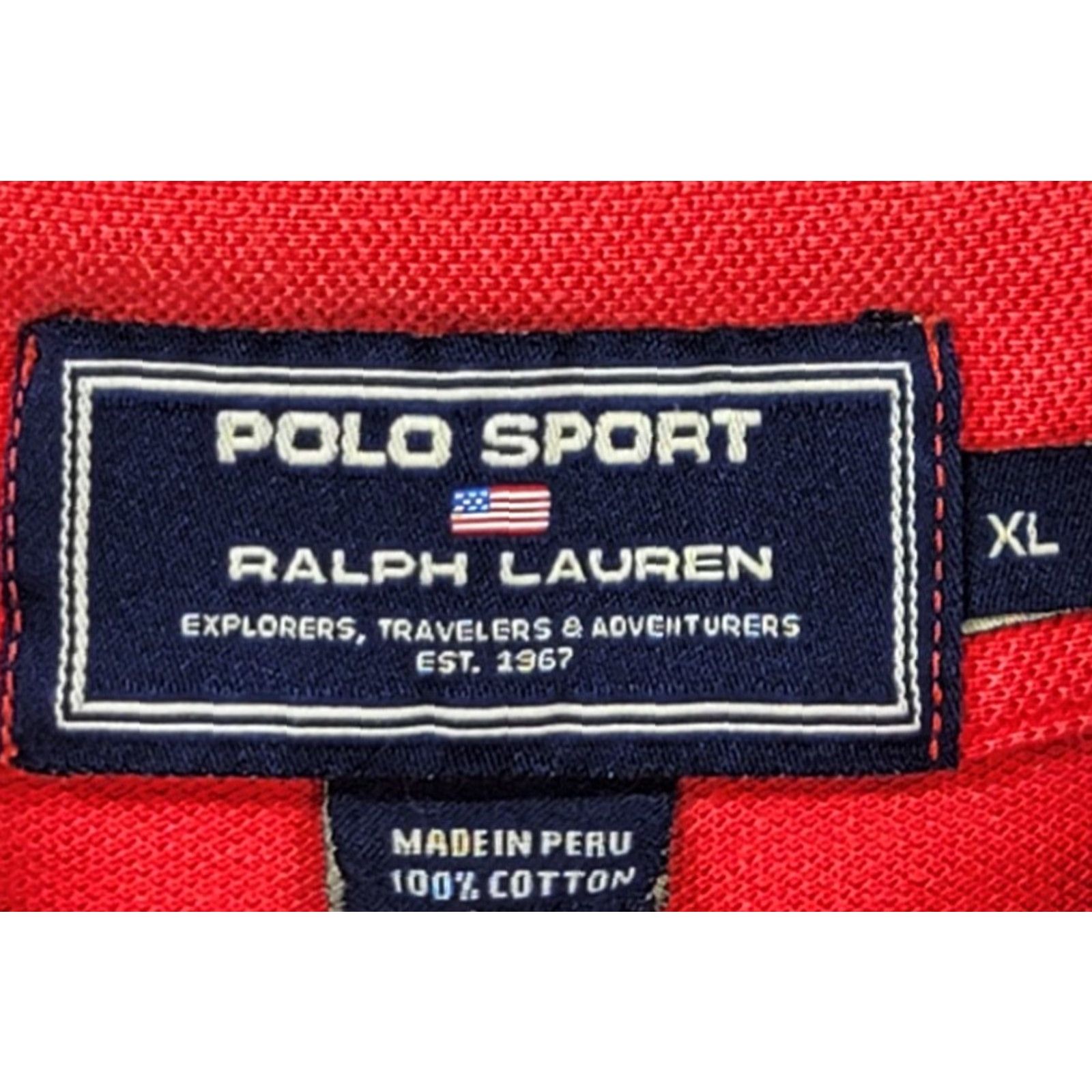 Vintage VTG Polo Sport Ralph Lauren USA Flag Short Sleeve Red Polo Rugby Shirt XL Men’s Polo Sport Shirt Size US XL / EU 56 / 4 - 6 Thumbnail