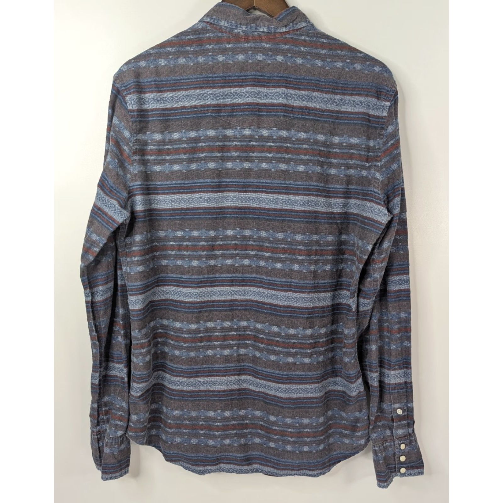 Vintage Salt Valley Shirt Mens L Blue Button-Up Pearl Snaps Western Casual Cotton Knit Geometric 90s Theme Cowboy Outdoors Pockets Size US L / EU 52-54 / 3 - 4 Thumbnail