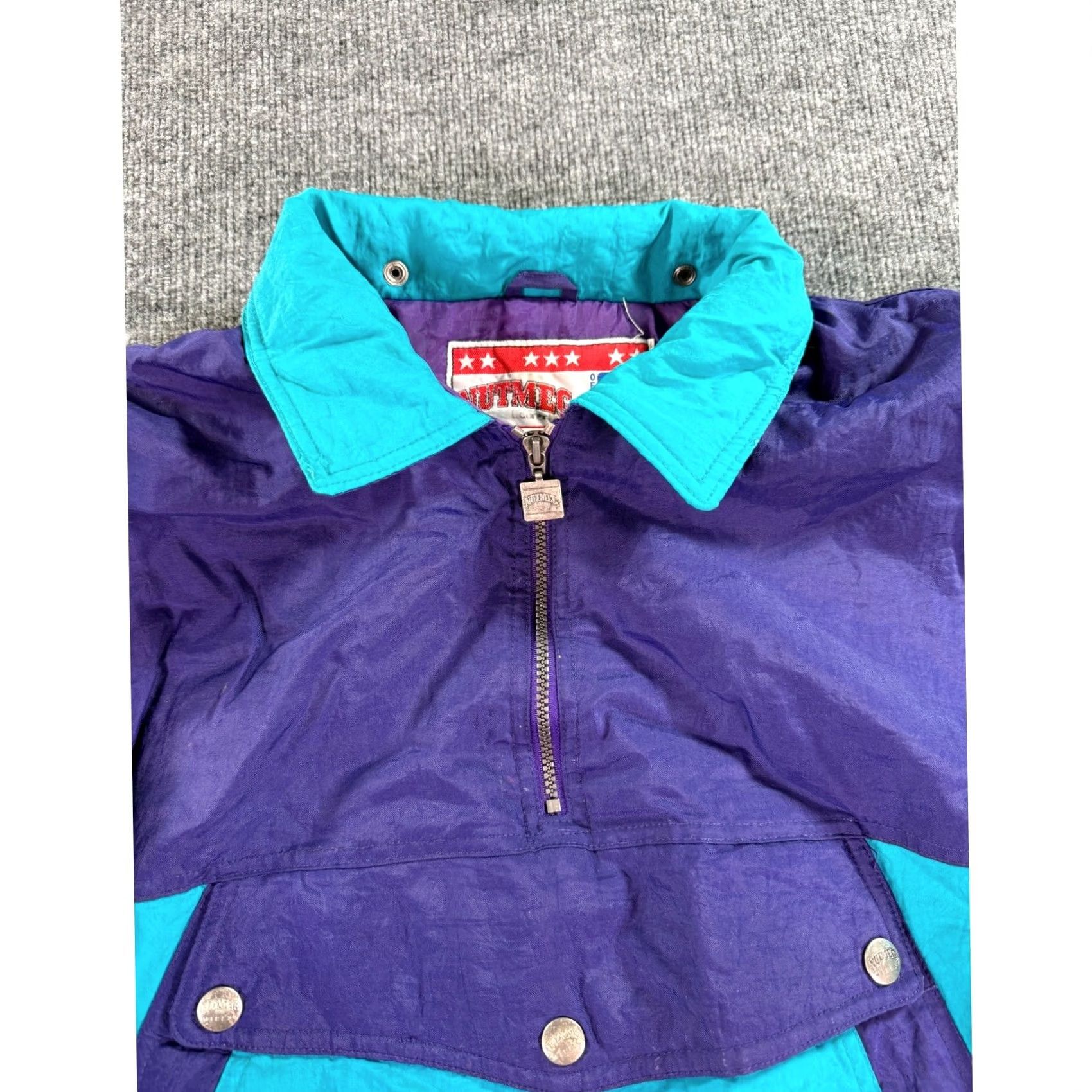 Nutmeg VINTAGE Nutmeg Charlotte Hornets Windbreaker Jacket XL Teal Purple 90s NBA Embroidered Logo Zip Snap Mens Size US XL / EU 56 / 4 - 4 Thumbnail
