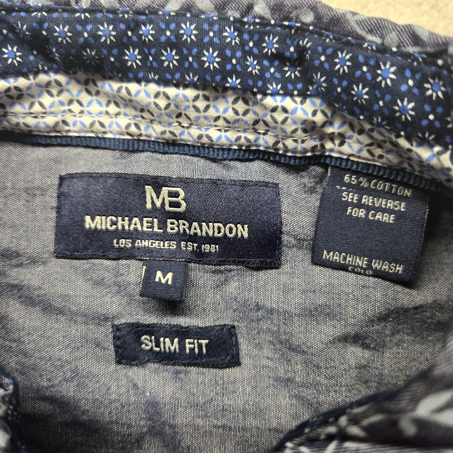 Vintage Michael Brandon Shirt Slim Fit Button-Up Short Sleeve M Blue Casual Adult Size US M / EU 48-50 / 2 - 3 Thumbnail