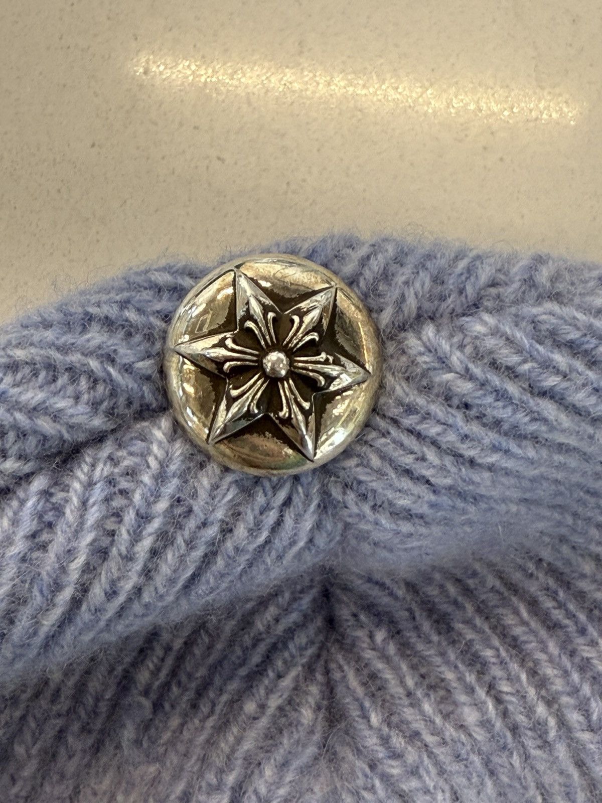 Chrome Hearts Big Daddy baby blue cashmere beanie Size ONE SIZE - 3 Thumbnail
