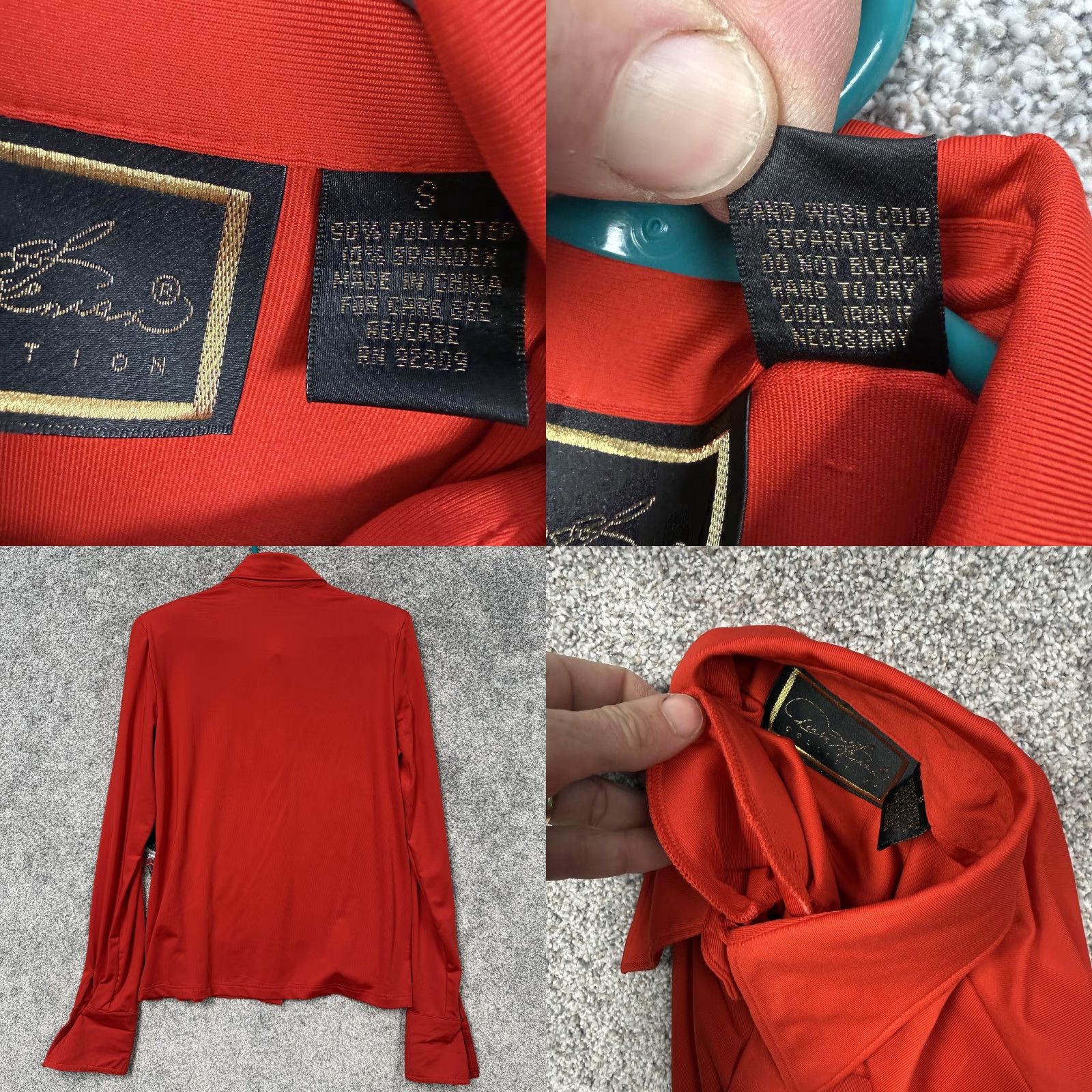 Vintage VINTAGE 90s does 70s Blouse Small Red Perfect Knit Stretch Retro Disco Travel Shirt Womens Slim Button-Up Knit Blouse - The Perfect (Knit) Shirt Size S / US 4 / IT 40 - 8 Thumbnail