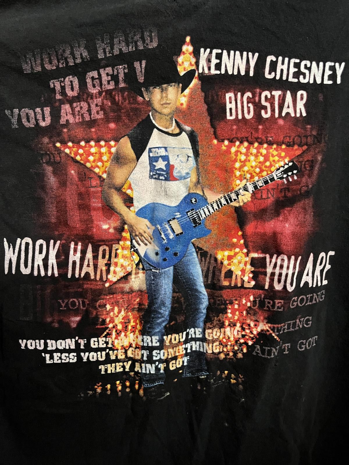 Designer Vintage Kenny Chesney T-shirt Big Star Texas Flag Shirt - L Size US L / EU 52-54 / 3 - 7 Thumbnail