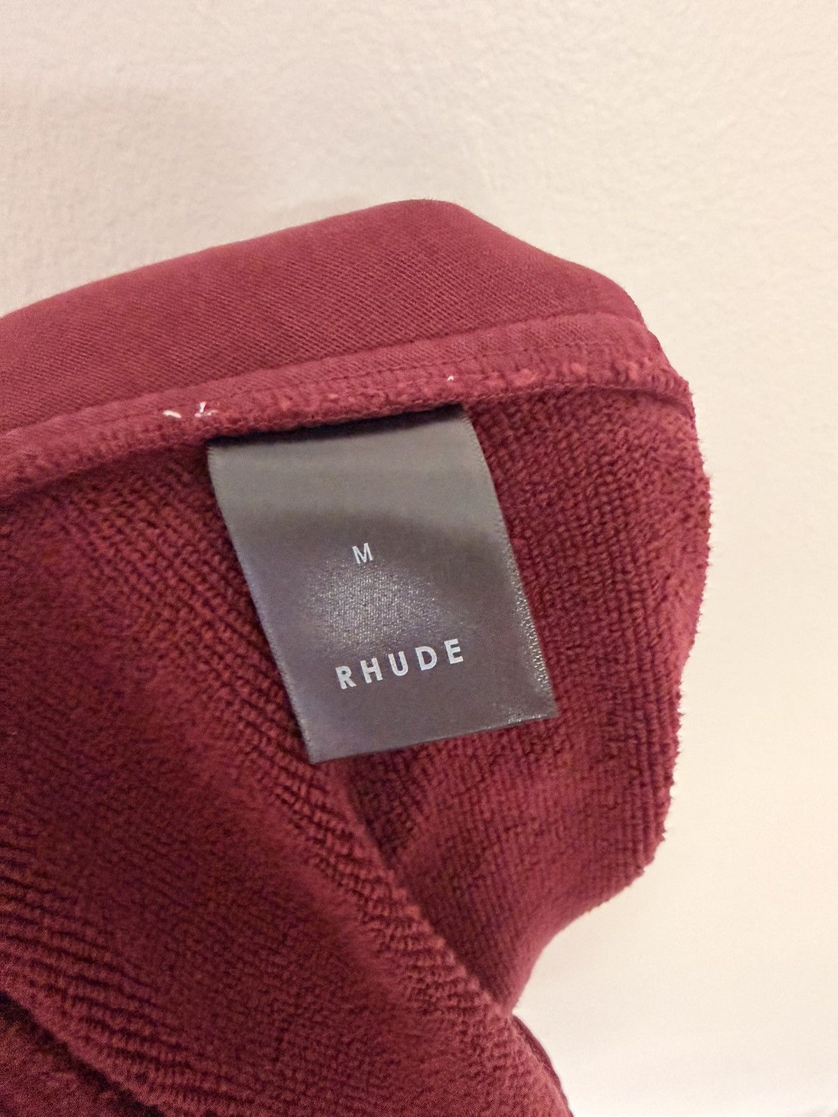 Rhude Rhude Terry Shorts in burgundy color with Yellow Drawstring Size US 33 - 4 Thumbnail
