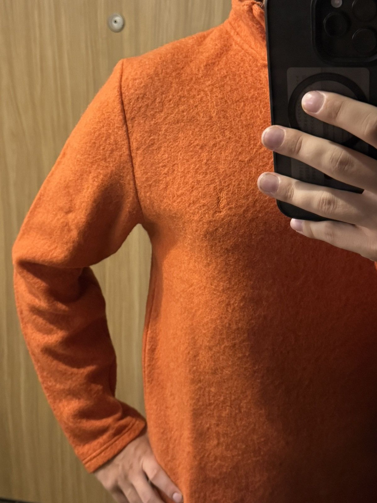 Yves Saint Laurent Wool YSL Sweatshirt 1/4 Quarter Zip Orange Soft Sweater 90s Size US S / EU 44-46 / 1 - 23 Thumbnail