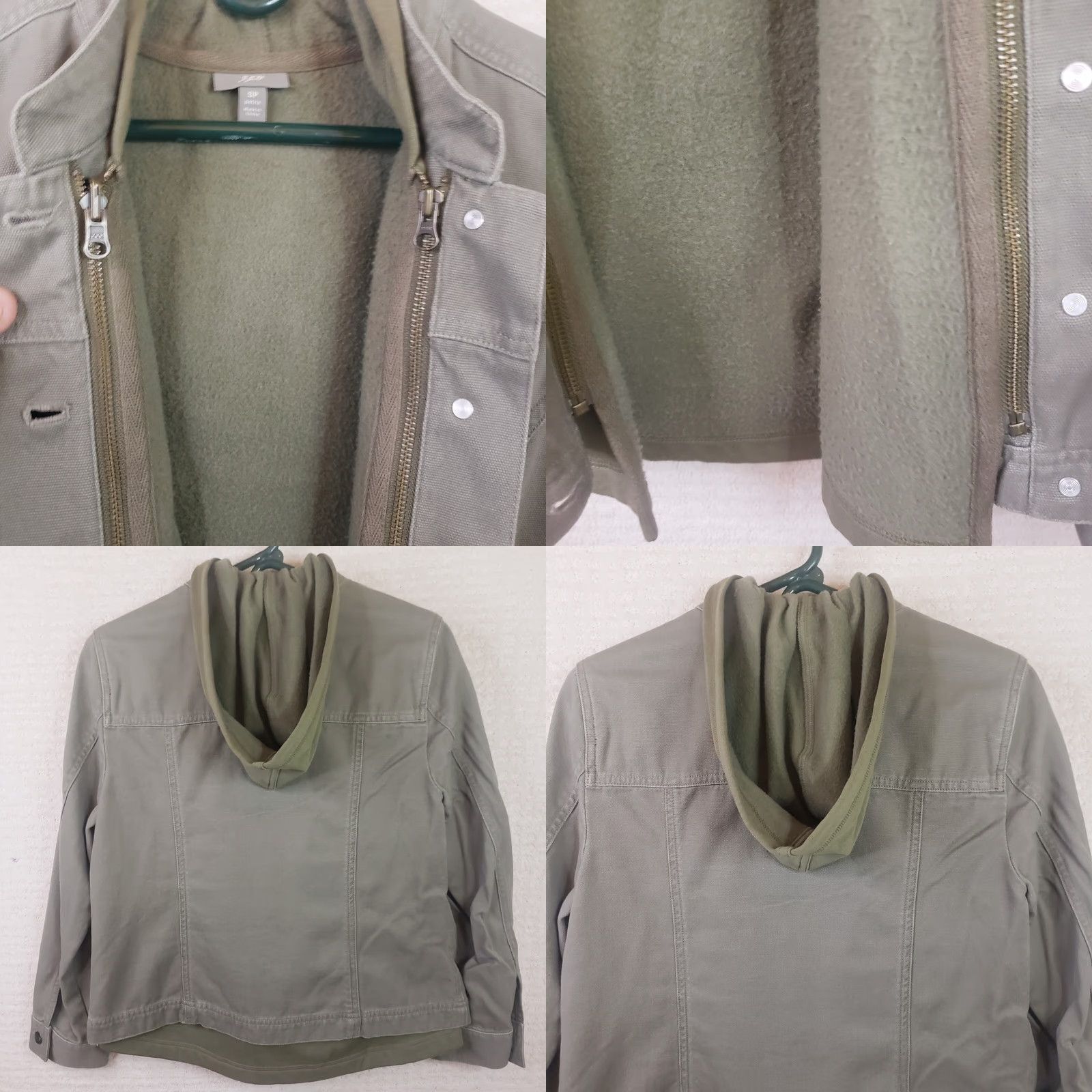 J. Jill J Jill Jacket Petite Short Army Green Canvas Inner Liner Hoodie Pockets Button Closure 2-in-1 Vintage? No, Not Vintage Size S / US 4 / IT 40 - 8 Thumbnail