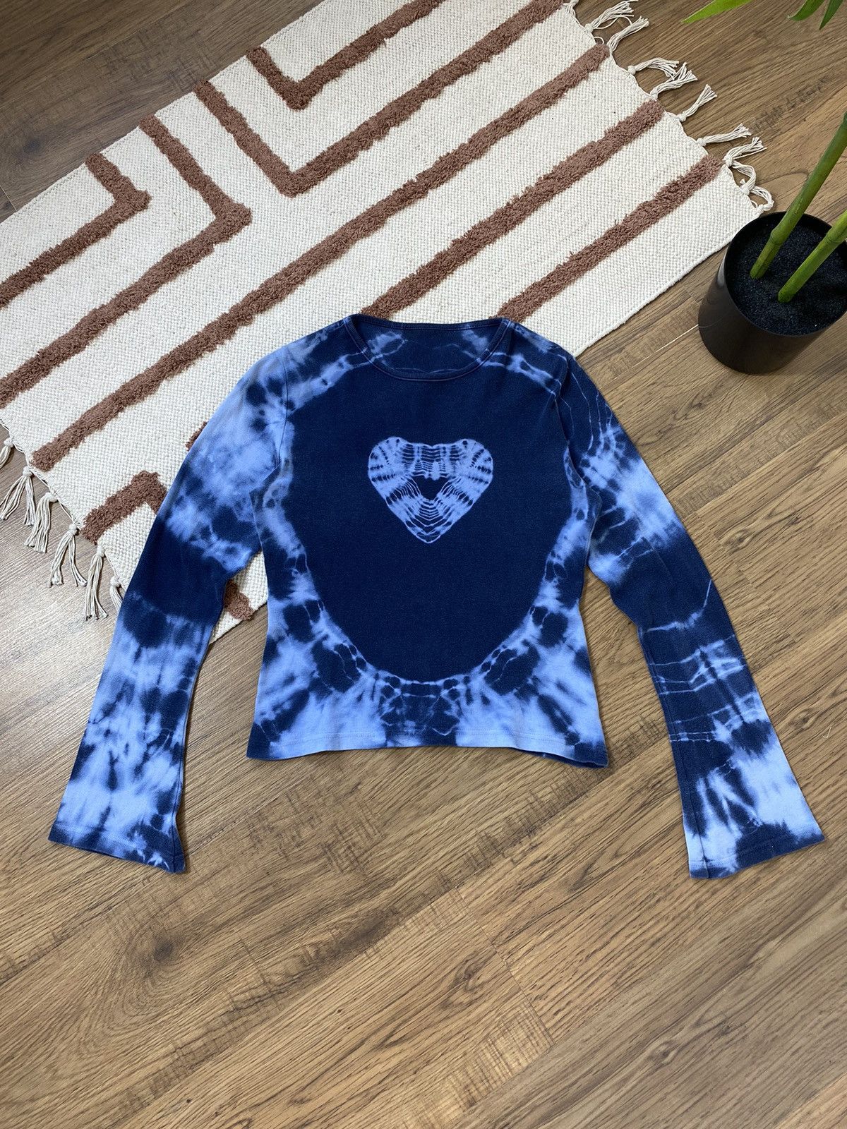 Vintage SHIBORI HEART TIE-DAY CUTE LONGSLEEVE Size M / US 6-8 / IT 42-44 - 1 Thumbnail