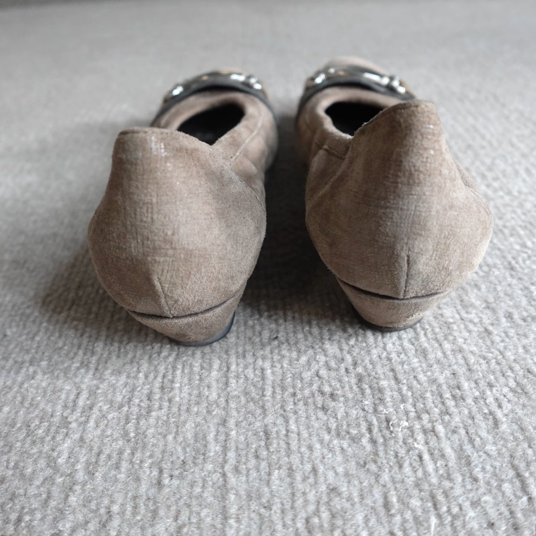 AGL AGL Womens Ballet Flats 7 Beige Wedges Attilio Giusti Leombruni Italy Leather Suede Slip On Round Toe Vintage No Size US 7 / IT 37 - 4 Thumbnail