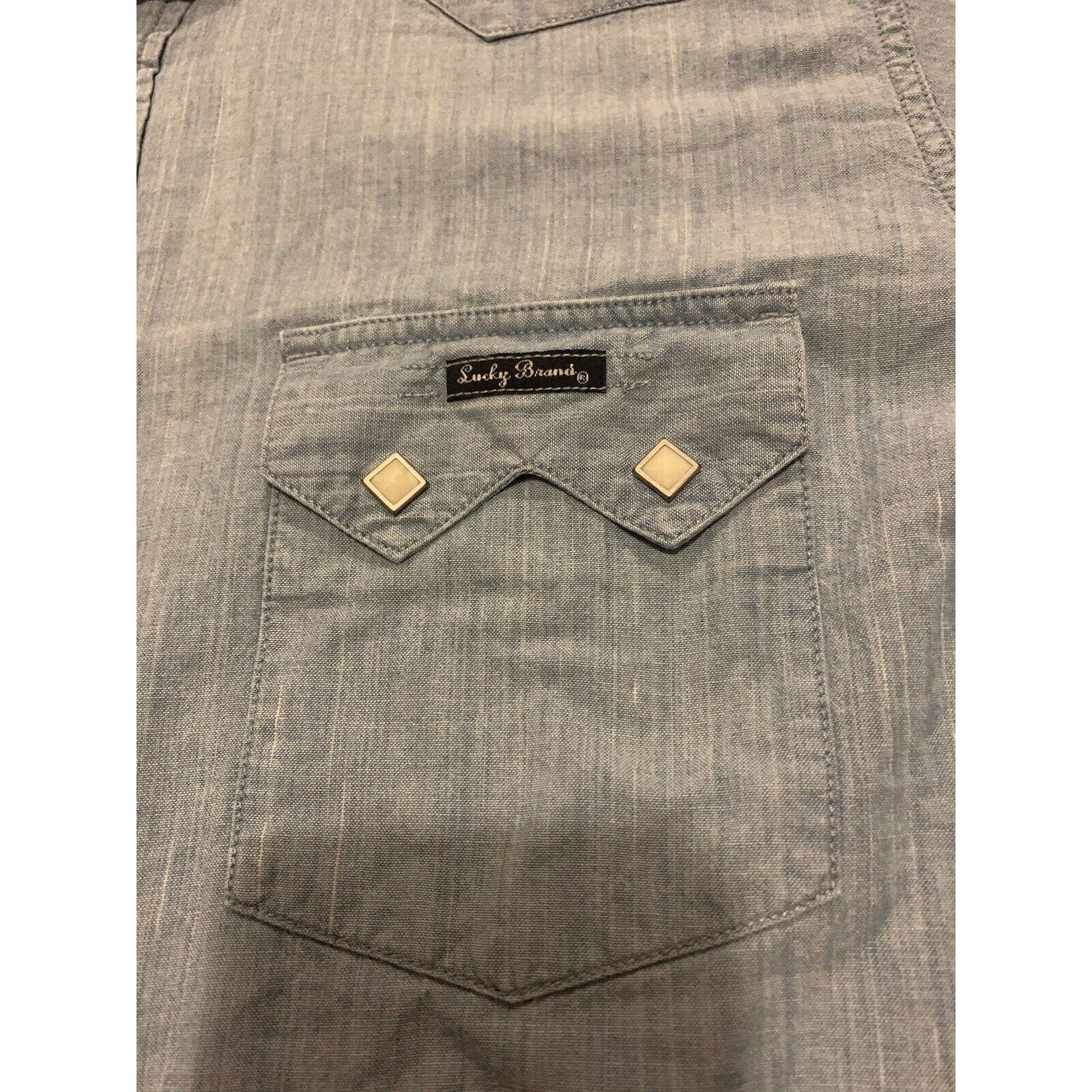 Lucky Brand Lucky Brand Dungarees Shirt Mens L Blue Cotton Button Down Size US L / EU 52-54 / 3 - 3 Thumbnail