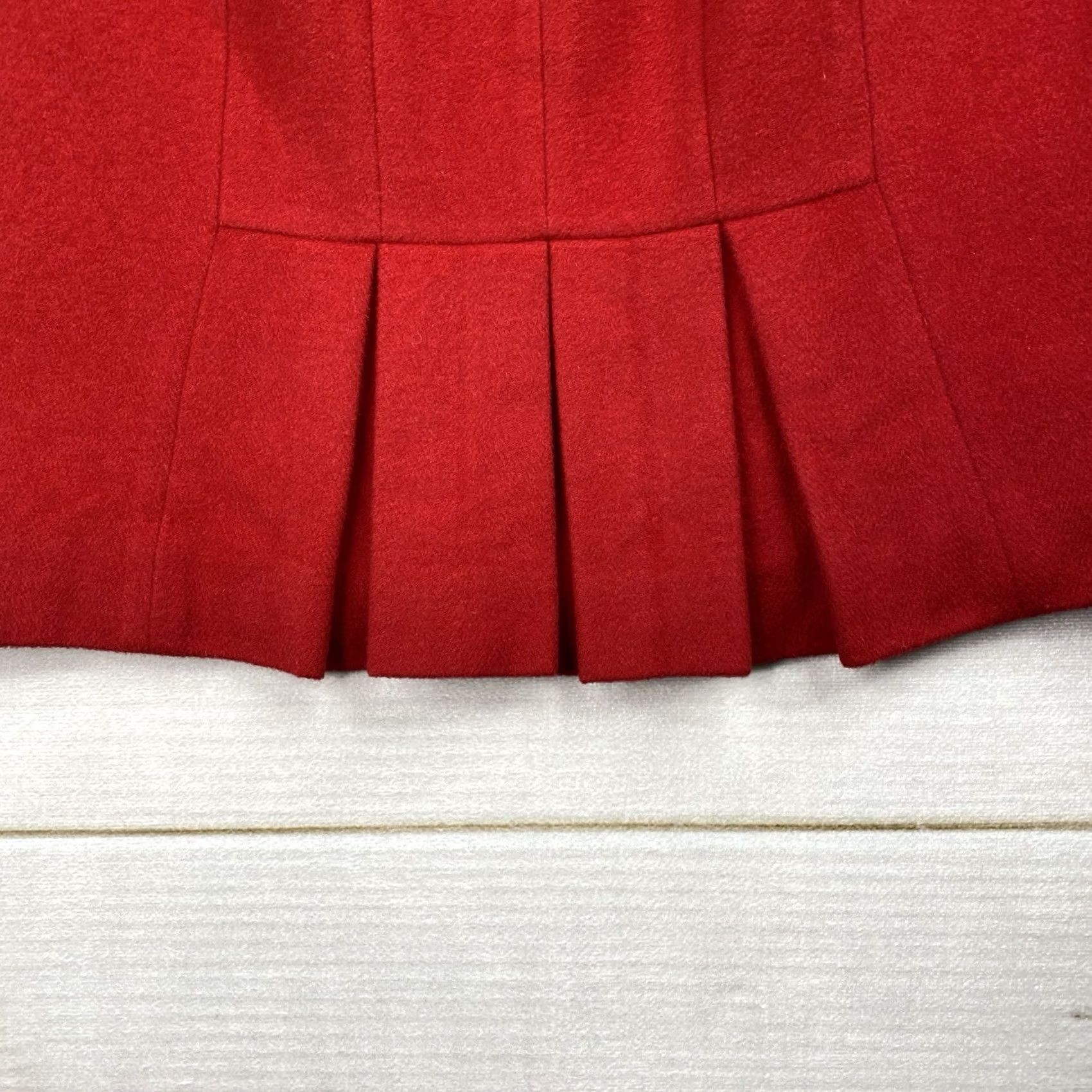 Ann Taylor VINTAGE Ann Taylor Pencil Skirt Sz 12P Red Wool Rabbit Hair Lined Pleated Back Side Zip Women Skirt 12P Red Wool Pencil Slit Lined Zip Size 34" / US 12 / IT 48 - 5 Thumbnail