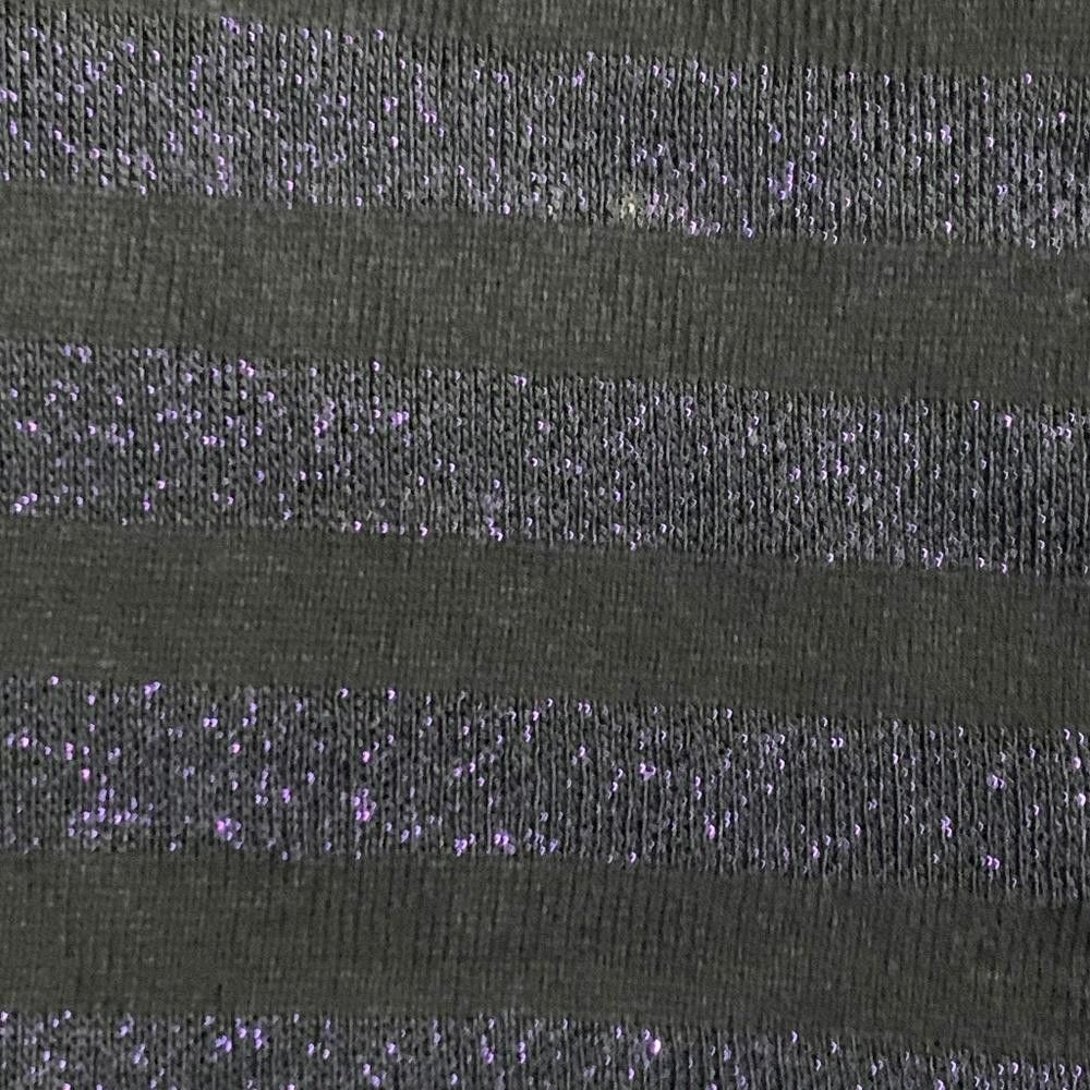 Designer Anne Klein Black & Sheer Purple Shimmer Sweater, L Size L / US 10 / IT 46 - 2 Thumbnail