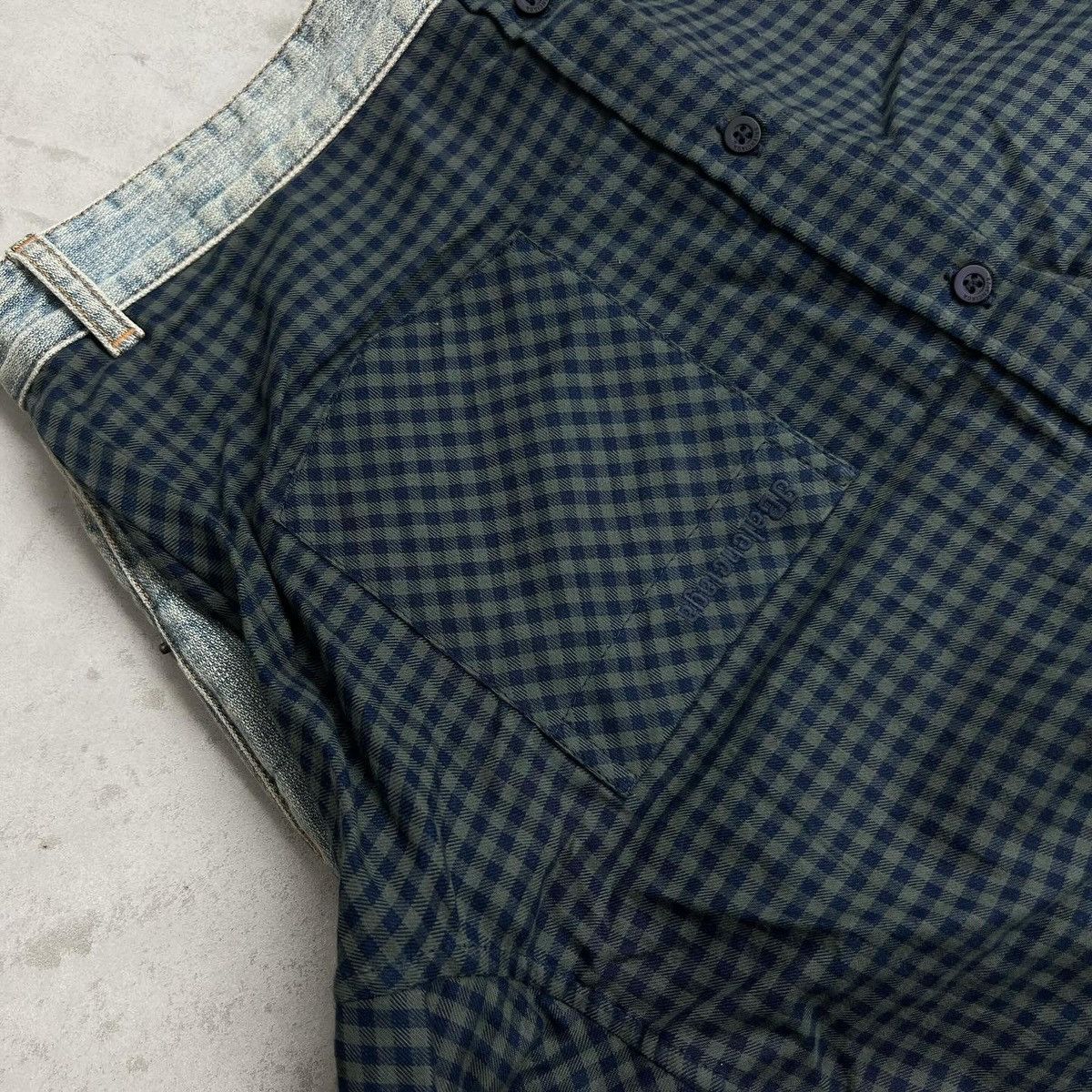 Balenciaga Balenciaga SS21 Hybrid Flannel Shirt Denim Jeans Size US 31 - 6 Thumbnail