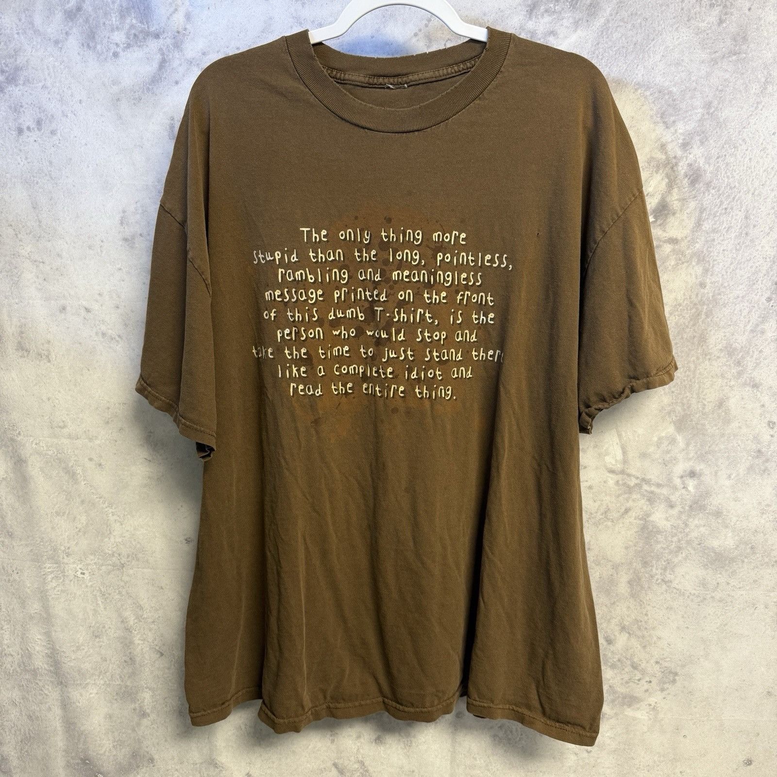 Vintage Vintage Y2K Funny Saying T Shirt Mens 2XL 25x29 Brown Short Size US XXL / EU 58 / 5 - 2 Thumbnail