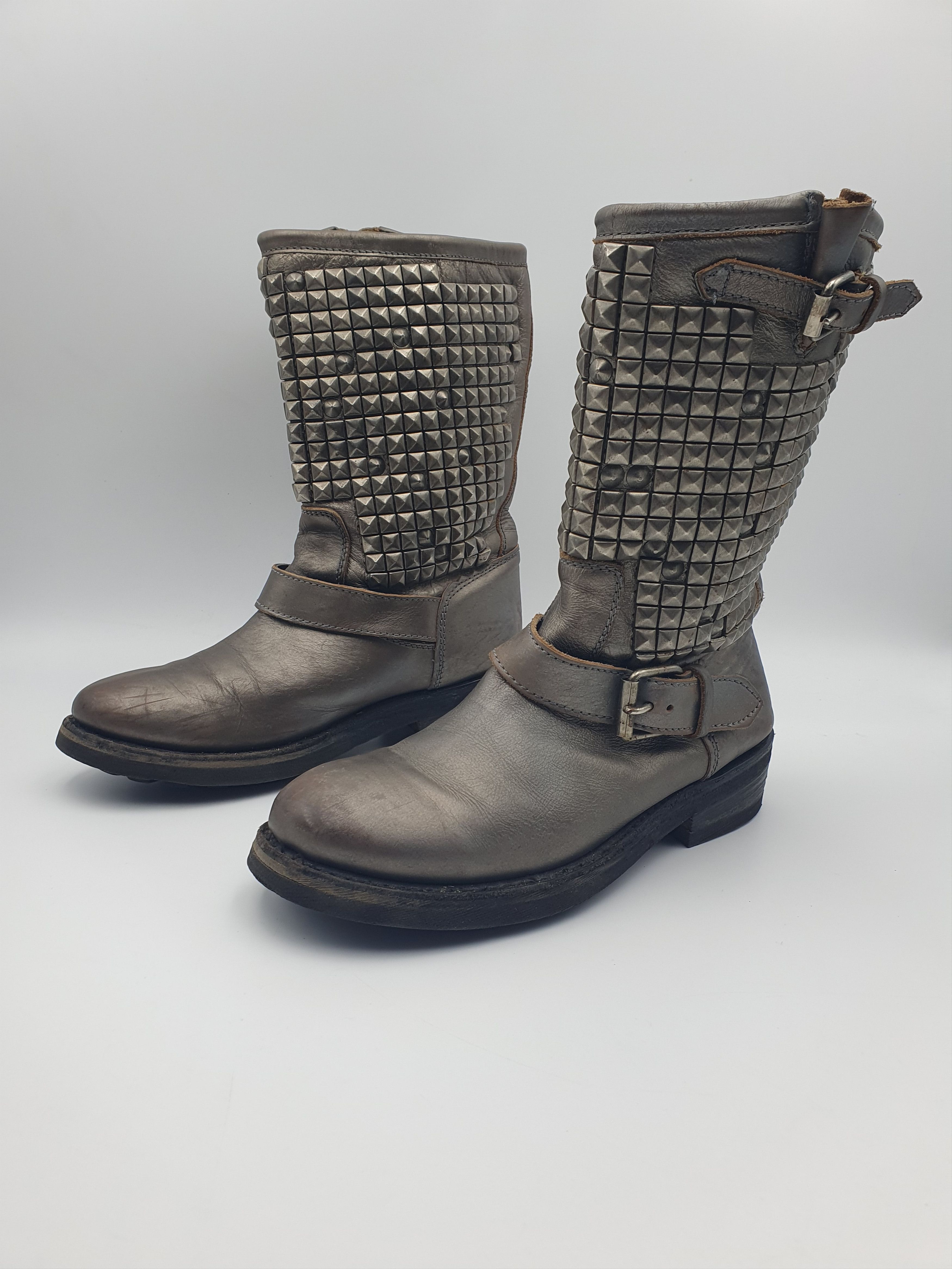 ASH ASH Ryanna Biker Boots Metallic Silver-Bronze Size US 8 / IT 38 - 2 Thumbnail