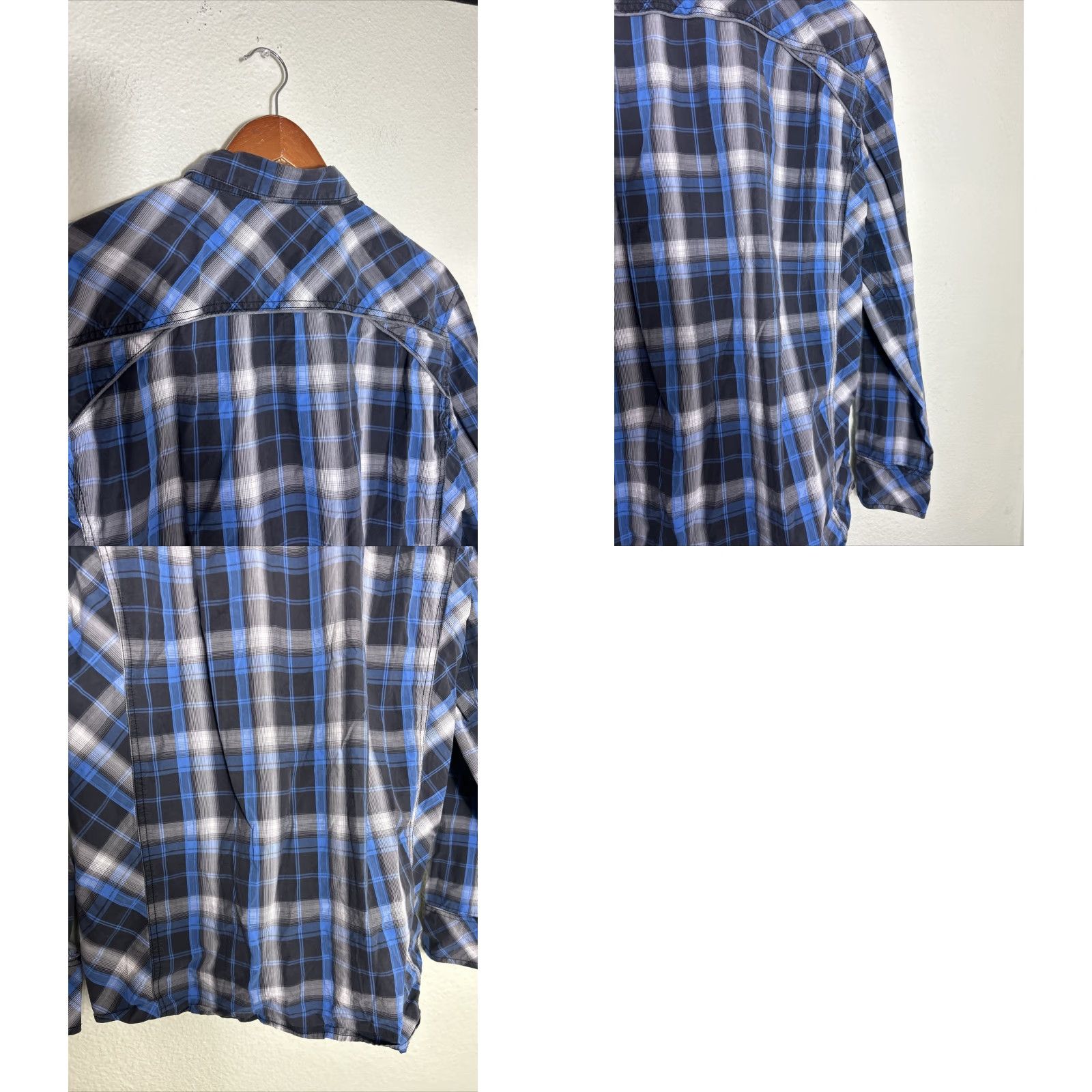Buckle Black Buckle Black Label Shirt Mens Large Blue Gray Plaid Slim Fit Snap Up Button Collared Western Casual Business Size US L / EU 52-54 / 3 - 9 Thumbnail