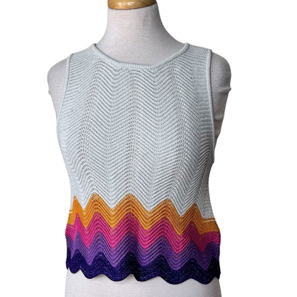 Sandro SANDRO Vallee Openwork Knit Tank Wave Pattern Mulit Size 2 Size XS / US 0-2 / IT 36-38 - 4 Thumbnail