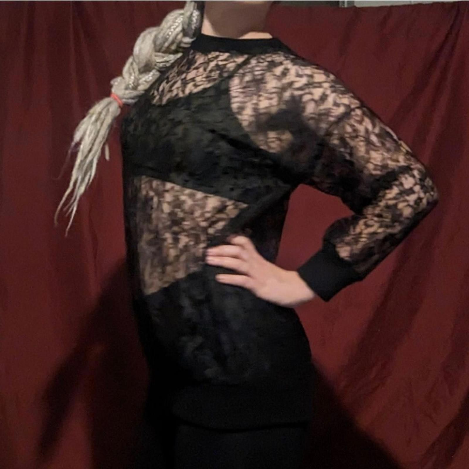 Designer VTG 80s Black Lace Sheer Whimsigoth Sweater Size L / US 10 / IT 46 - 6 Thumbnail
