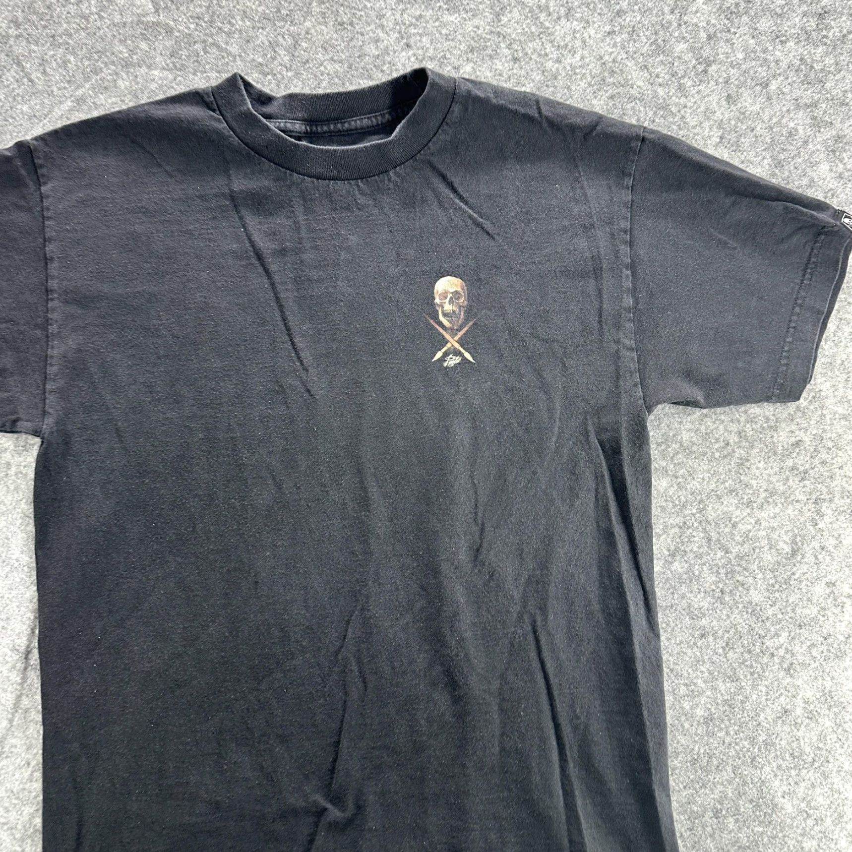 Vintage Sullen Artist Series Skull Skeleton Tattoo Art Paolo Acuna Shirt Mens M Black Graphic Tee Adult Medium Skull Tattoo Art 90s Gothic Mens Size US M / EU 48-50 / 2 - 4 Thumbnail