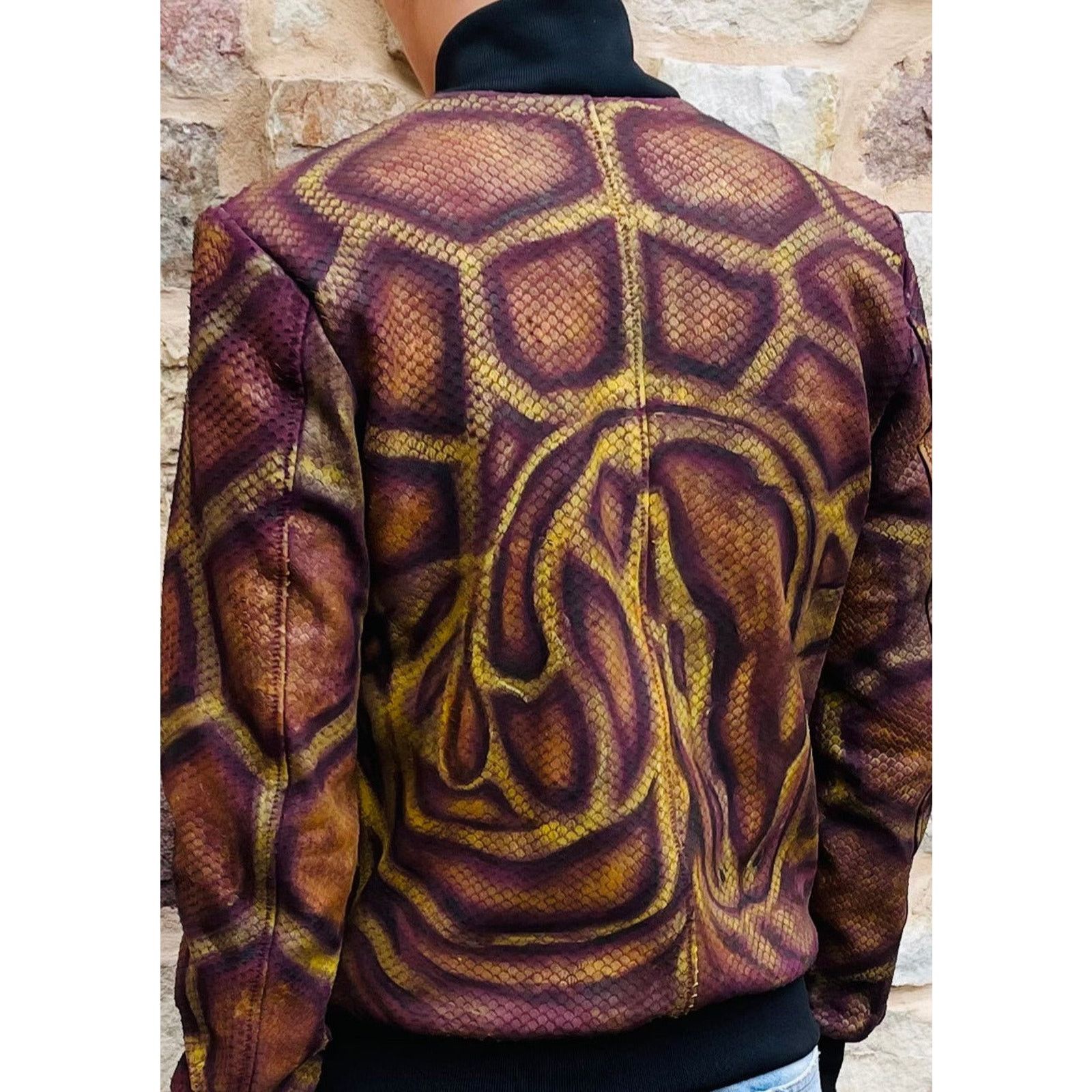 & Other Stories Jaden Hand-Painted Embossed Snake Leather Jacket Size US L / EU 52-54 / 3 - 5 Thumbnail