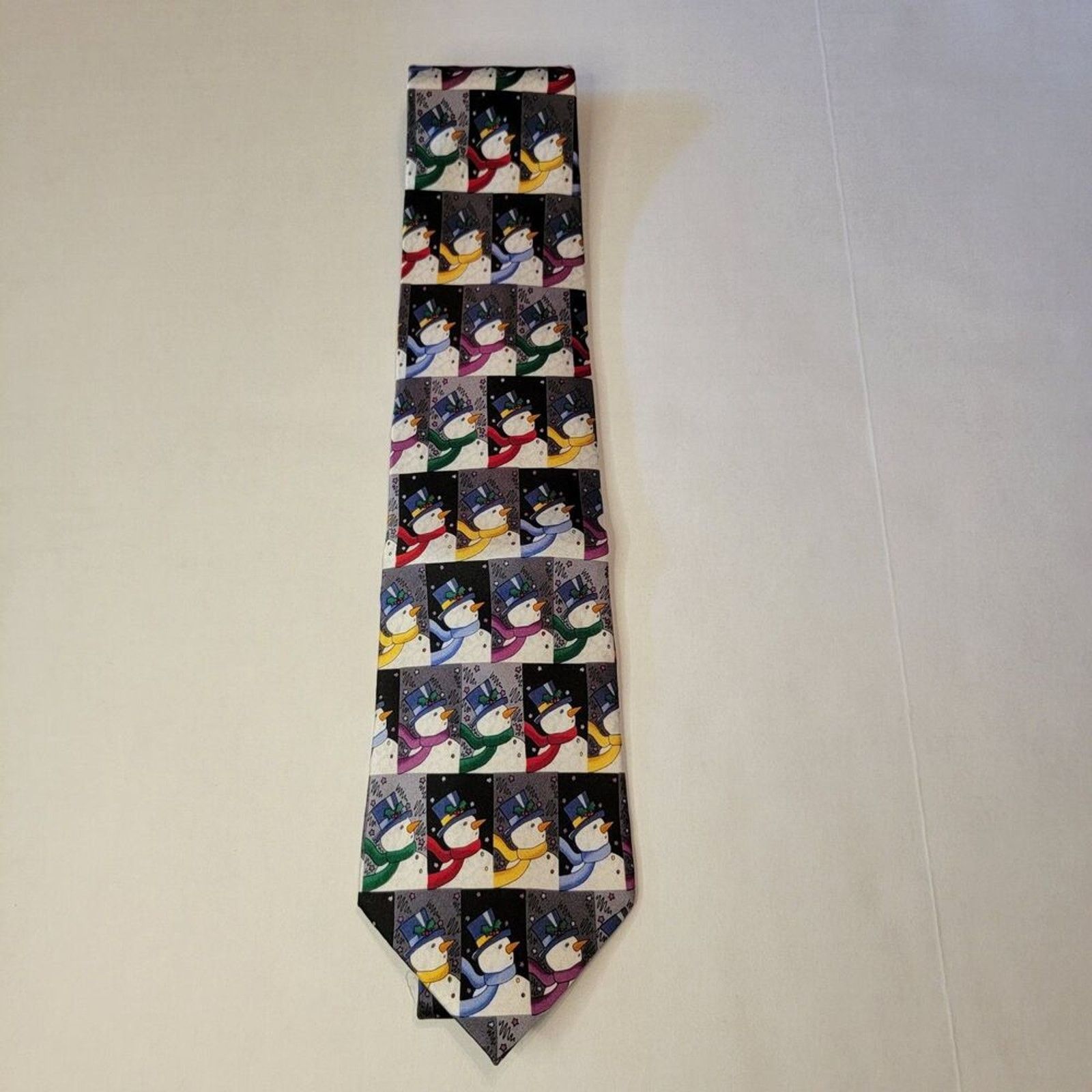 John Ashford John Ashford Christmas Tie Snowmen 100% Silk Size ONE SIZE - 2 Thumbnail