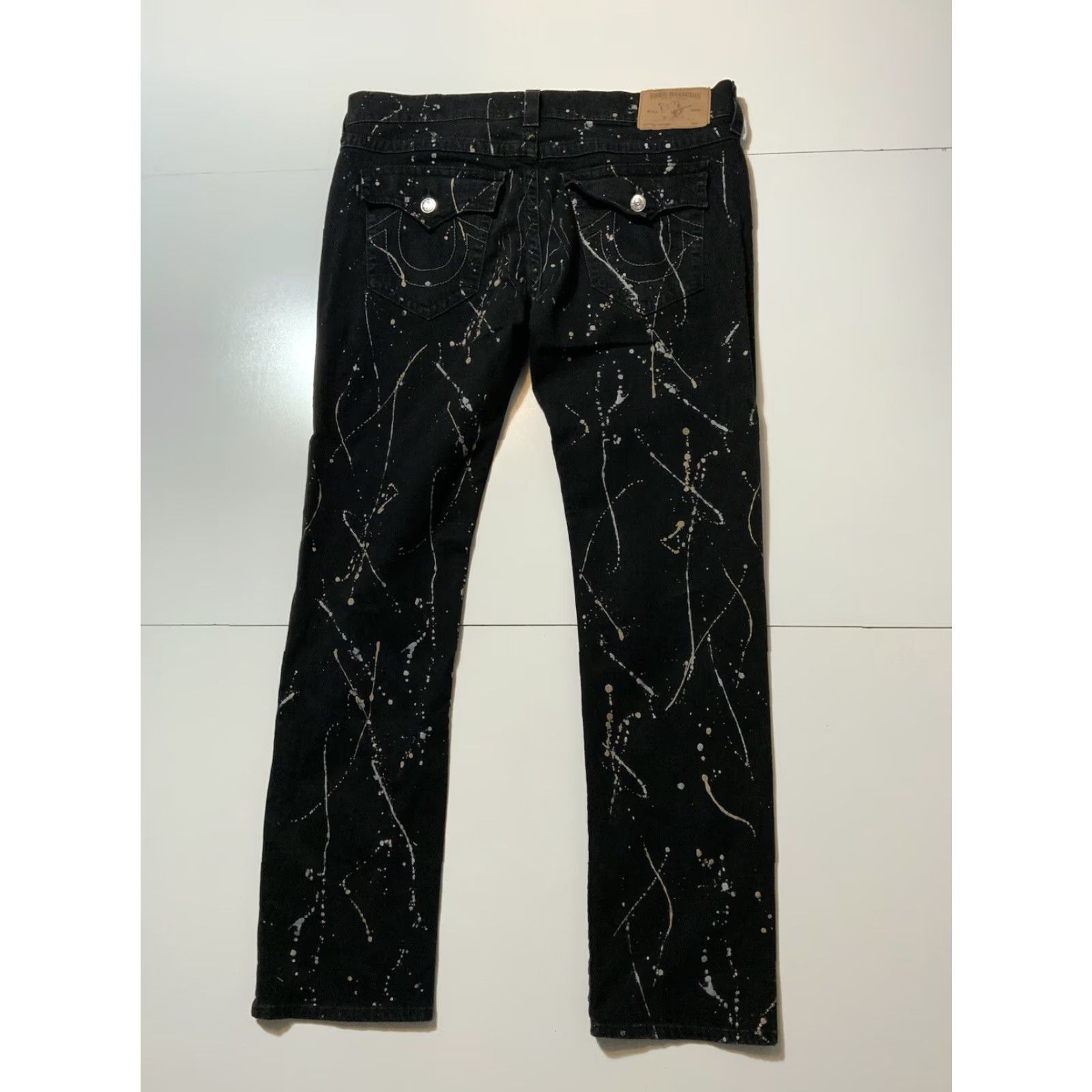 True Religion VINTAGE True Religion Paint Splatter Skinny Flap Horseshoe Mens Black Denim Jeans Sz. 40 - Men Jeans Black 40 Slim Skinny Flap Horseshoe 34 Inseam Size US 40 / EU 56 - 3 Thumbnail