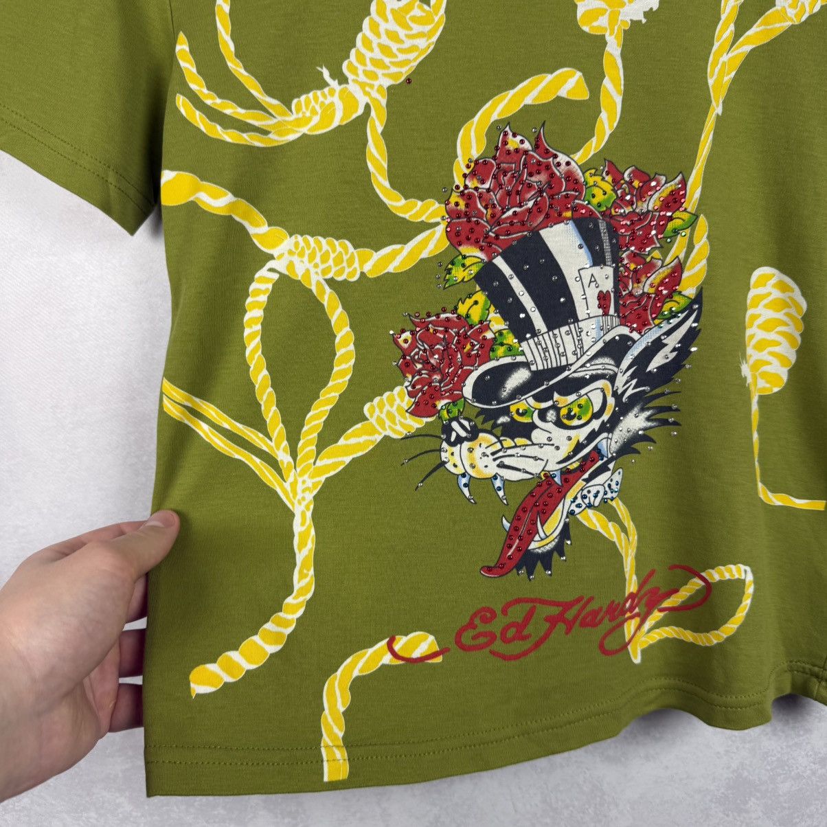 Ed Hardy × Vintage Vintage Y2K Ed Hardy By Christian Audigier Overprint T-Shirt Size XS / US 0-2 / IT 36-38 - 9 Thumbnail