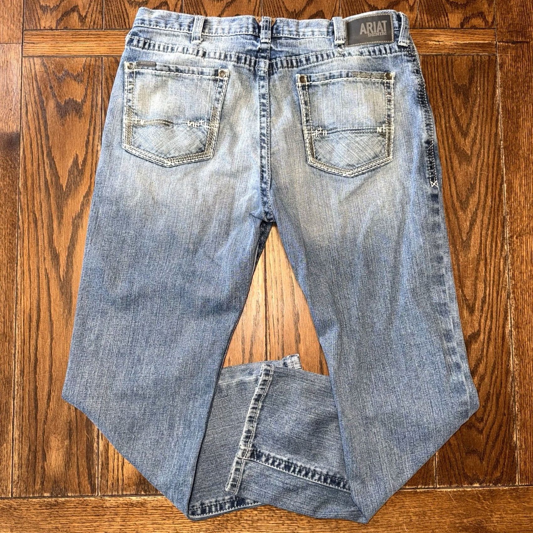 Ariat Ariat M2 Boot Cut Jeans Mens 38x32 Blue Relaxed Fit Traditional Thick Stitch Denim Jeans Size US 38 / EU 54 - 4 Thumbnail