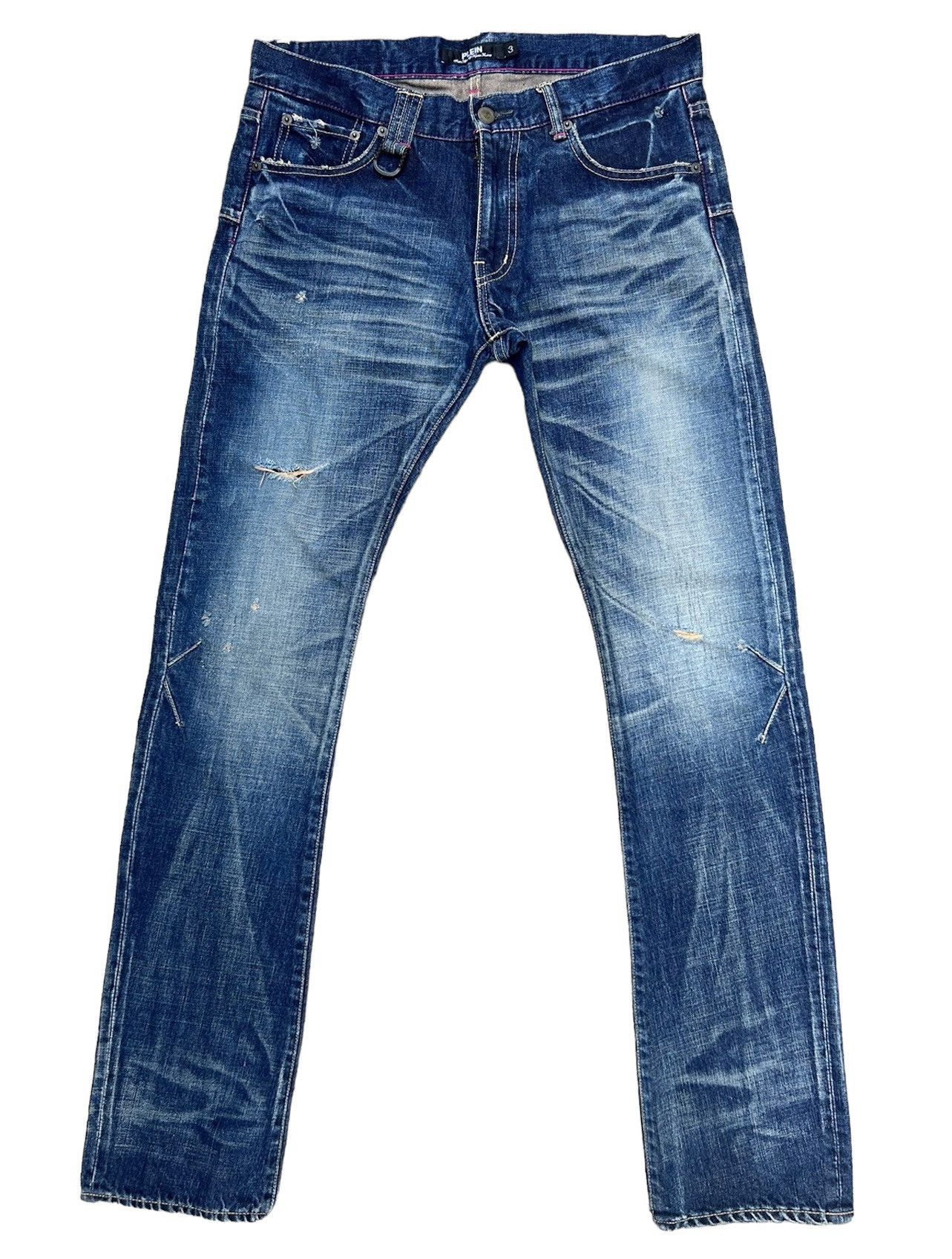 image of Roen X Plein Made In Japan Distressed Denim Jeans, Men's (Size 32)
