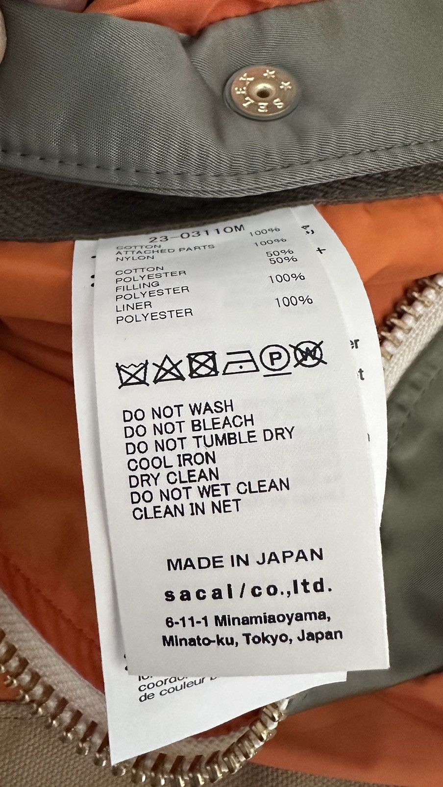 Carhartt Sacai X Carhartt WIP Canvas MA-1 Michigan Jacket - Size 3