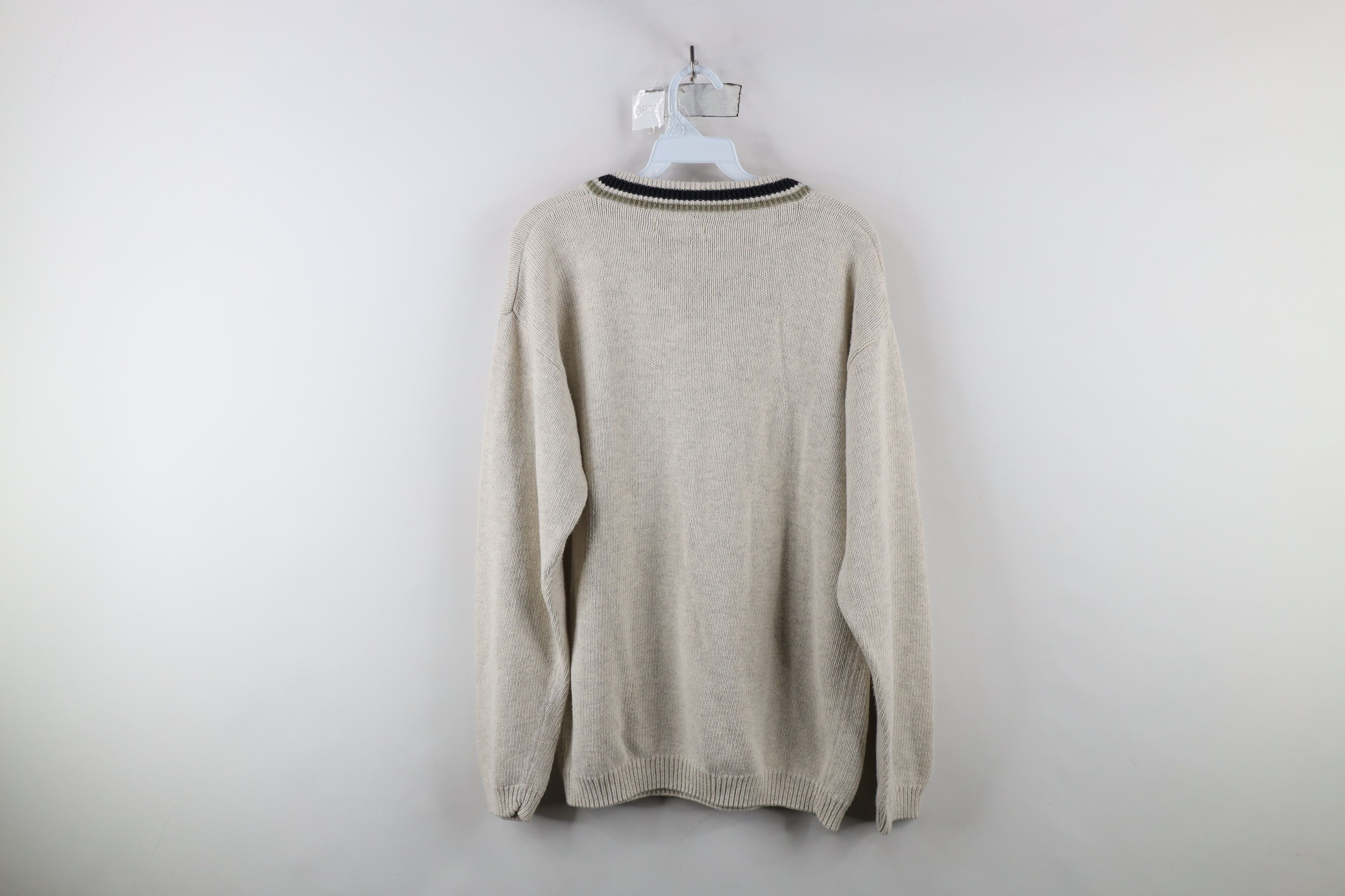 Vintage Vintage 90s Streetwear Striped Knit V-Neck Sweater Cotton Size US M / EU 48-50 / 2 - 6 Thumbnail