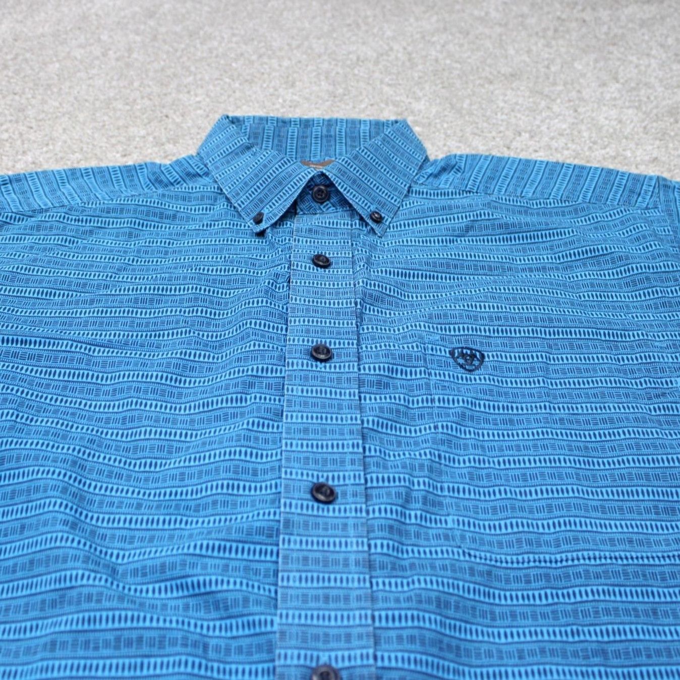 Ariat Ariat Beasley Button-Up Shirt Geometric Blue Mens Large Long Sleeve Classic Fit Western Cowboy Cap Collar Shirt-Blue 10041795 Size US L / EU 52-54 / 3 - 5 Thumbnail