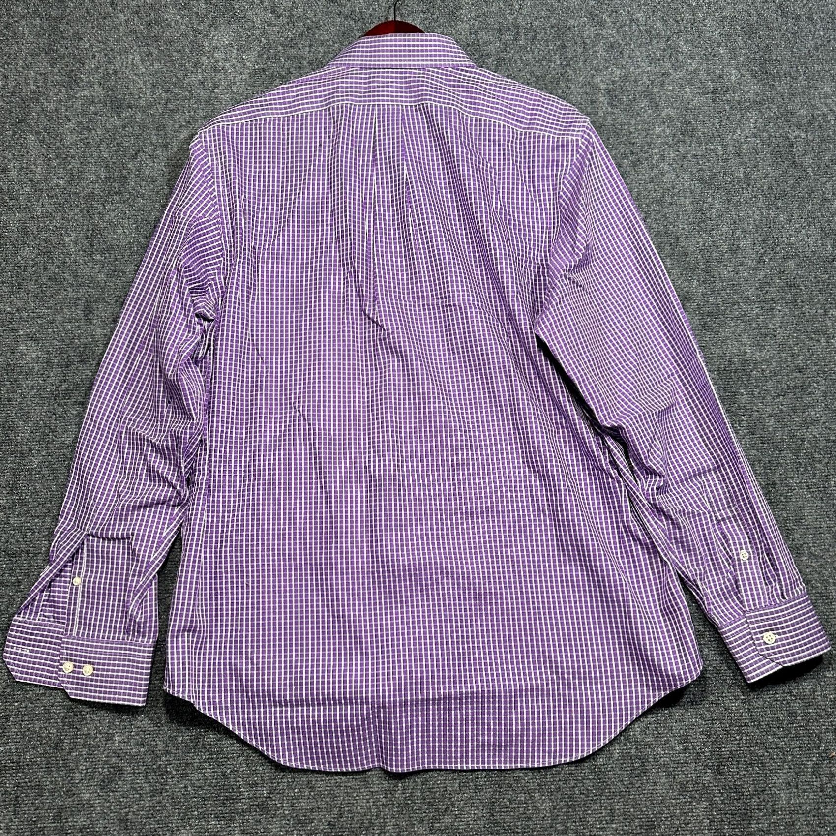 Banana Republic Banana Republic Mens Large Non Iron Classic Fit Button Up Purple Plaid Shirt Size US L / EU 52-54 / 3 - 5 Thumbnail