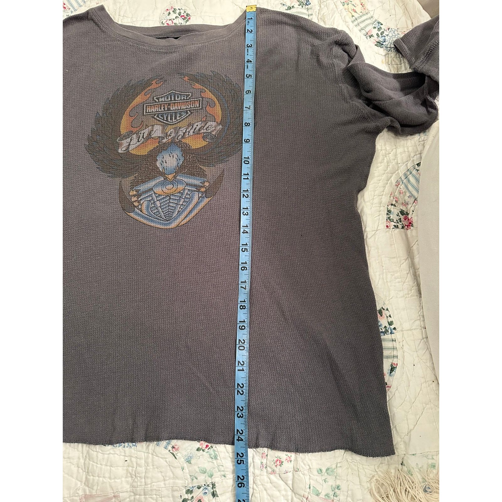 Harley Davidson VINTAGE HARLEY DAVIDSON GRAY THERMAL FADED LONG SLEEVE TEE Size US S / EU 44-46 / 1 - 6 Thumbnail