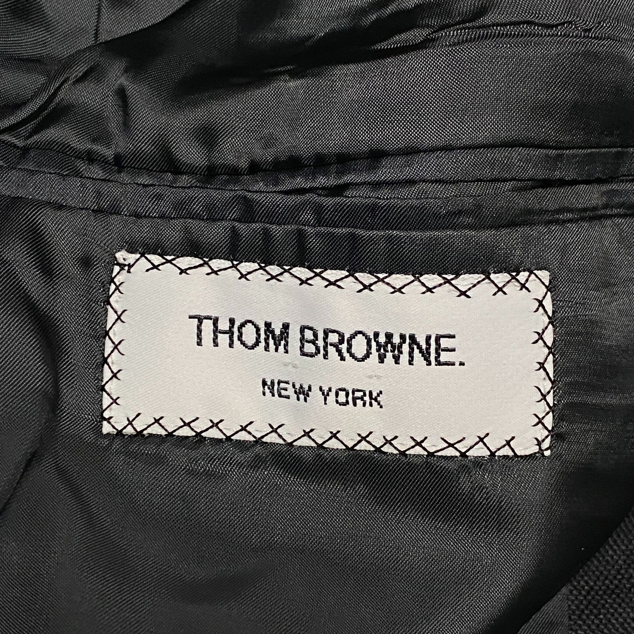 Thom Browne THOM BROWNE Dark Grey 3 Button Wool Blazer Jacket Size 36R - 9 Thumbnail