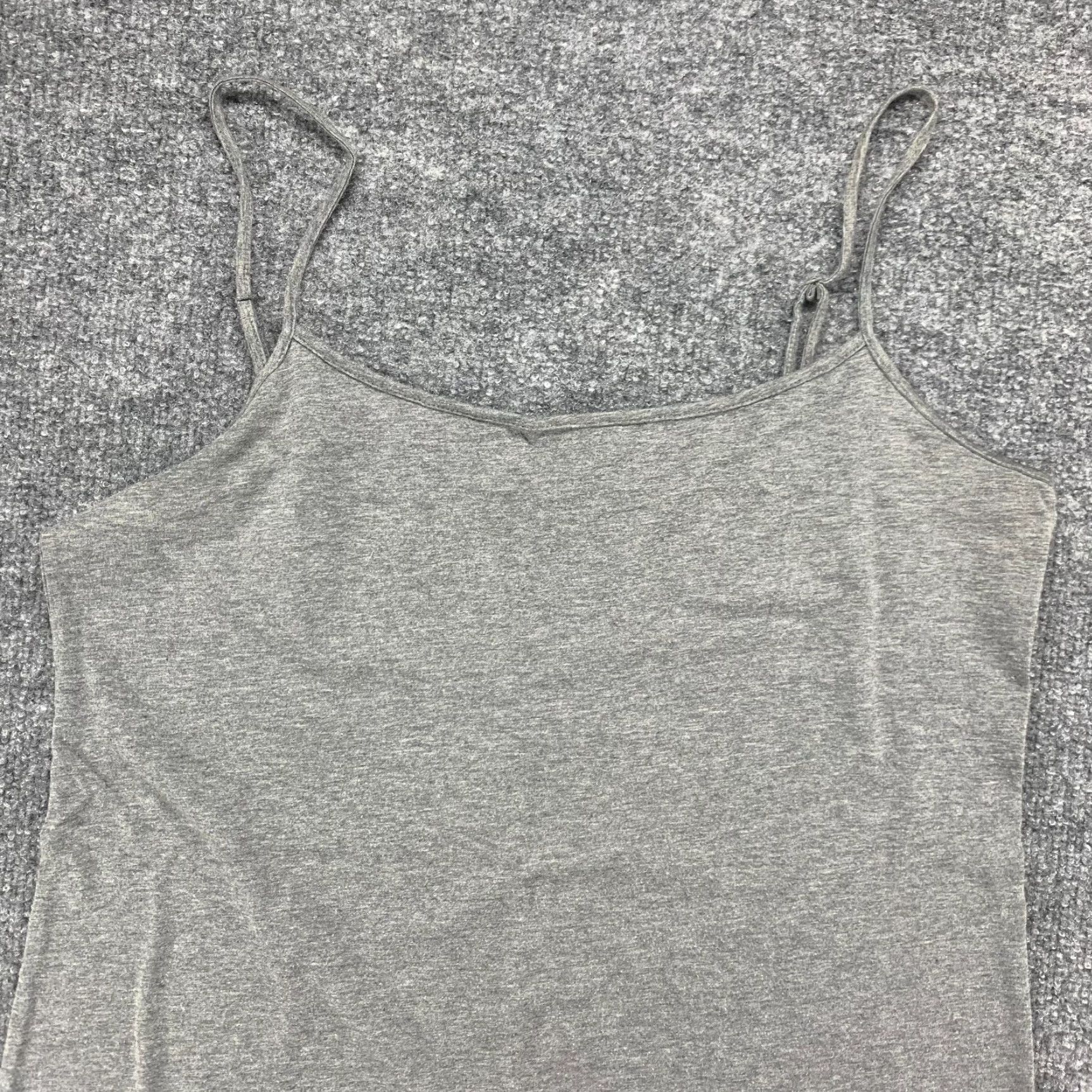Loft Ann Taylor Loft Womens Gray Square Neck Stretch Spaghetti Strap Tank Top, Large Size L / US 10 / IT 46 - 3 Thumbnail