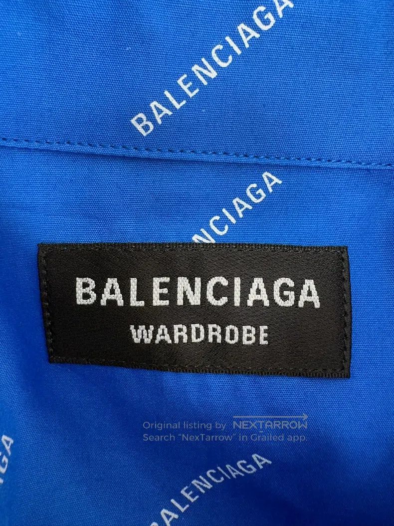 Balenciaga Balenciaga size 39 Blue all-over logo shirt Size US S / EU 44-46 / 1 - 3 Thumbnail