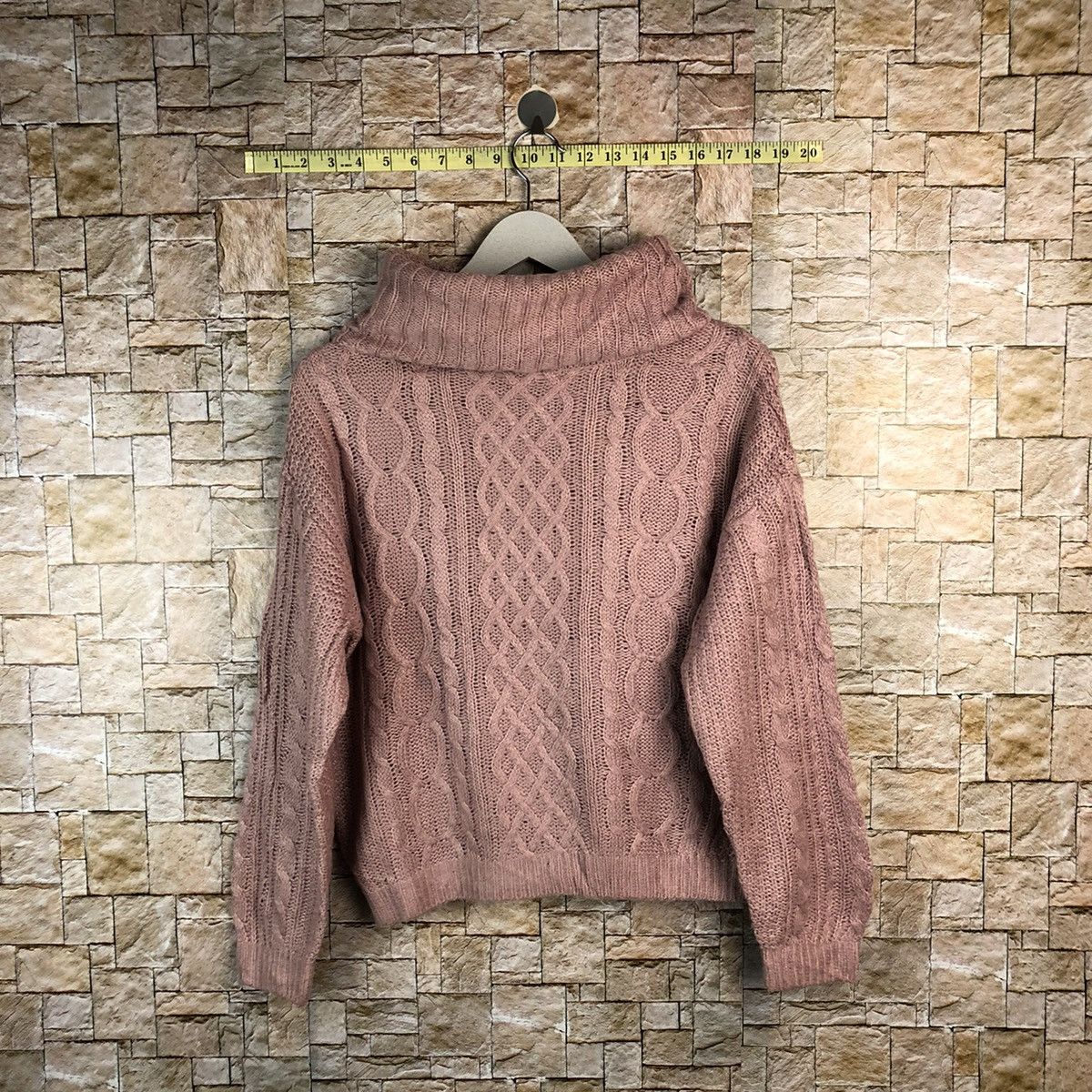 Homespun Knitwear × Japanese Brand Igni japan Pink Turtle Neck cable Knitwear #A1213 Size M / US 6-8 / IT 42-44 - 1 Thumbnail