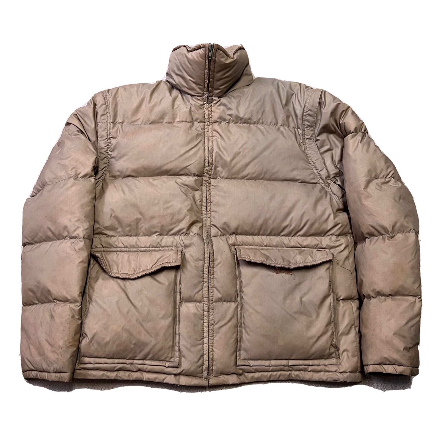 Vintage VINTAGE Ski Daddle Puffer Jacket Mens XL 60s 70s Snow Down Zip Up Beige Nylon Softshell Quilted Zipper Down Jacket Casual Skiing Front Zip Mid-Length Size US XL / EU 56 / 4 - 2 Thumbnail