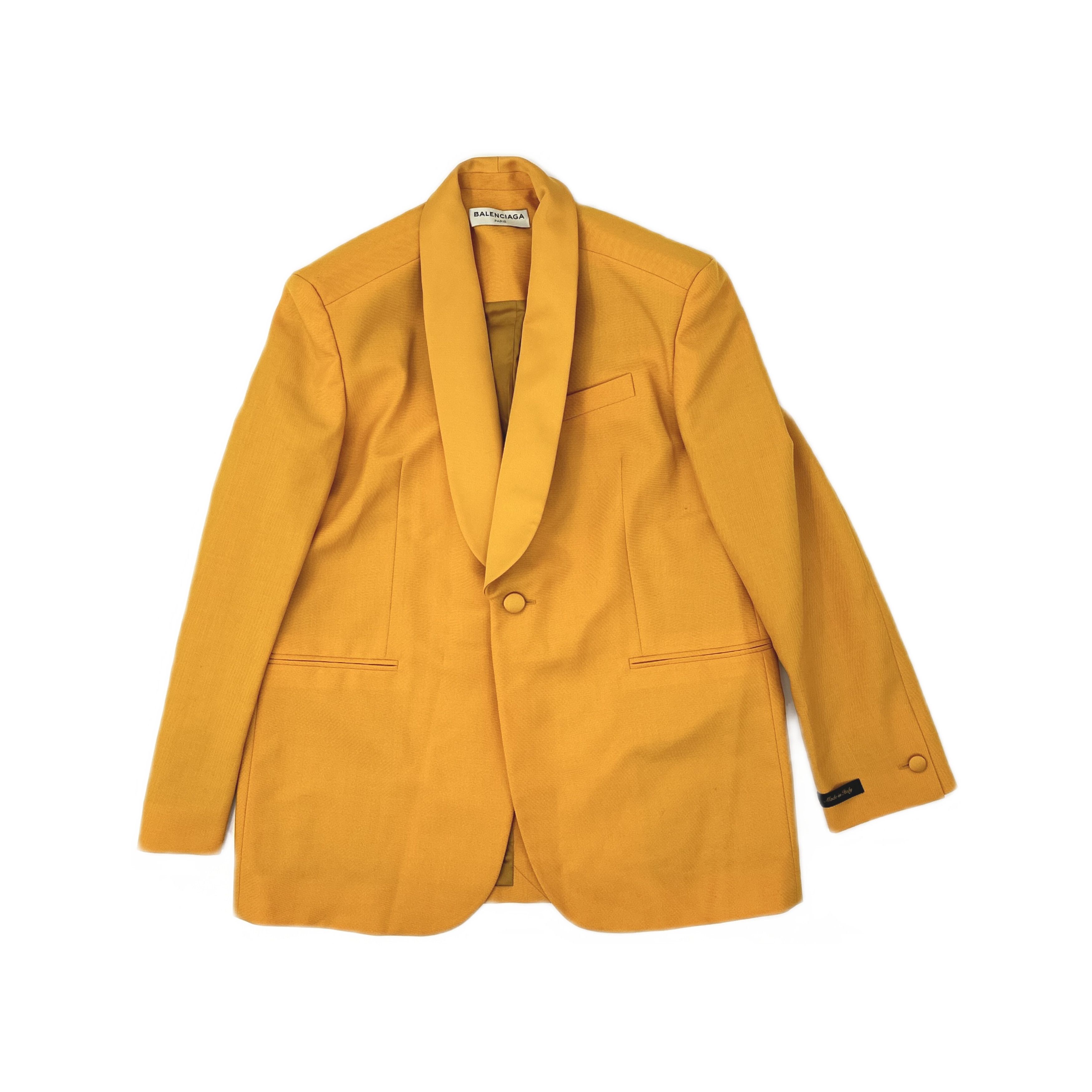 Balenciaga Balenciaga Satin Lapel Blazer Yellow Size 34 Size XXS / US 00 / IT 34 - 1 Thumbnail