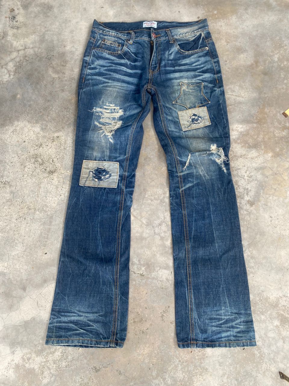 If Six Was Nine 💥FLARE💥SOUL FRANKY AMERICAN STYLE DISTRESSED DENIM Size US 33 - 2 Thumbnail